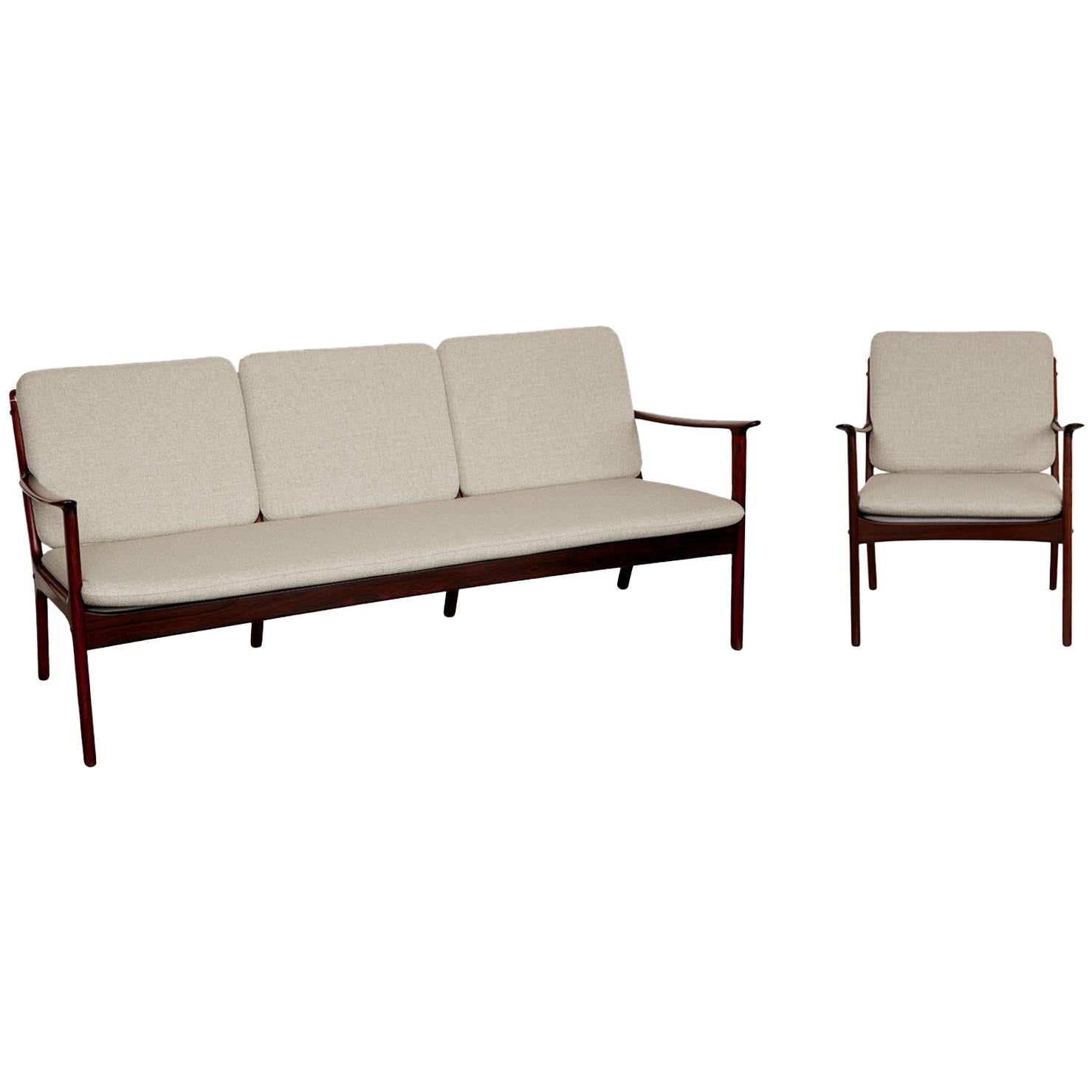 Ole Wanscher Rosewood Sofa and Chair Set For Sale
