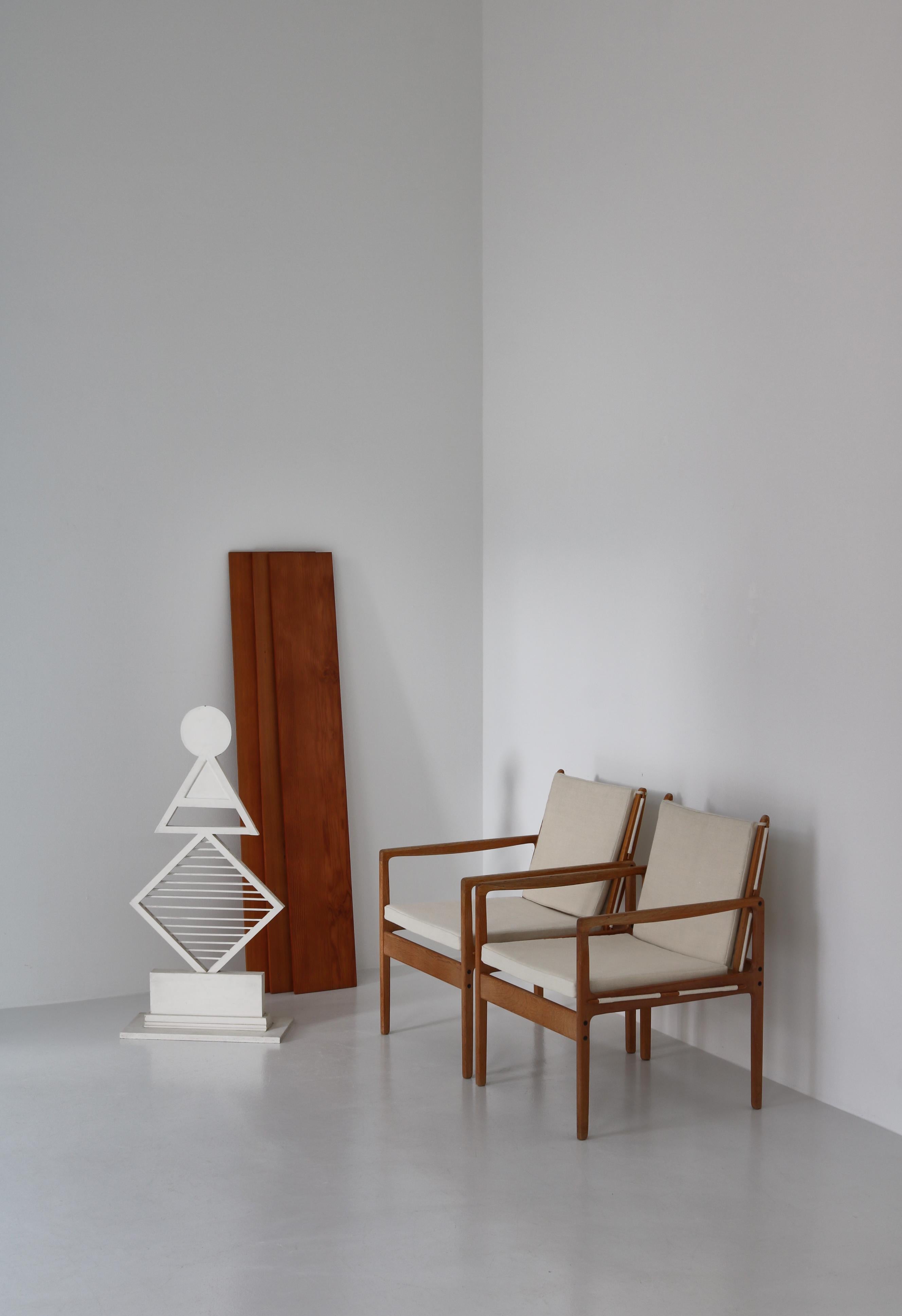 Ole Wanscher Safari Chairs in Oak & Light Canvas, Danish Modern, 1960s 14