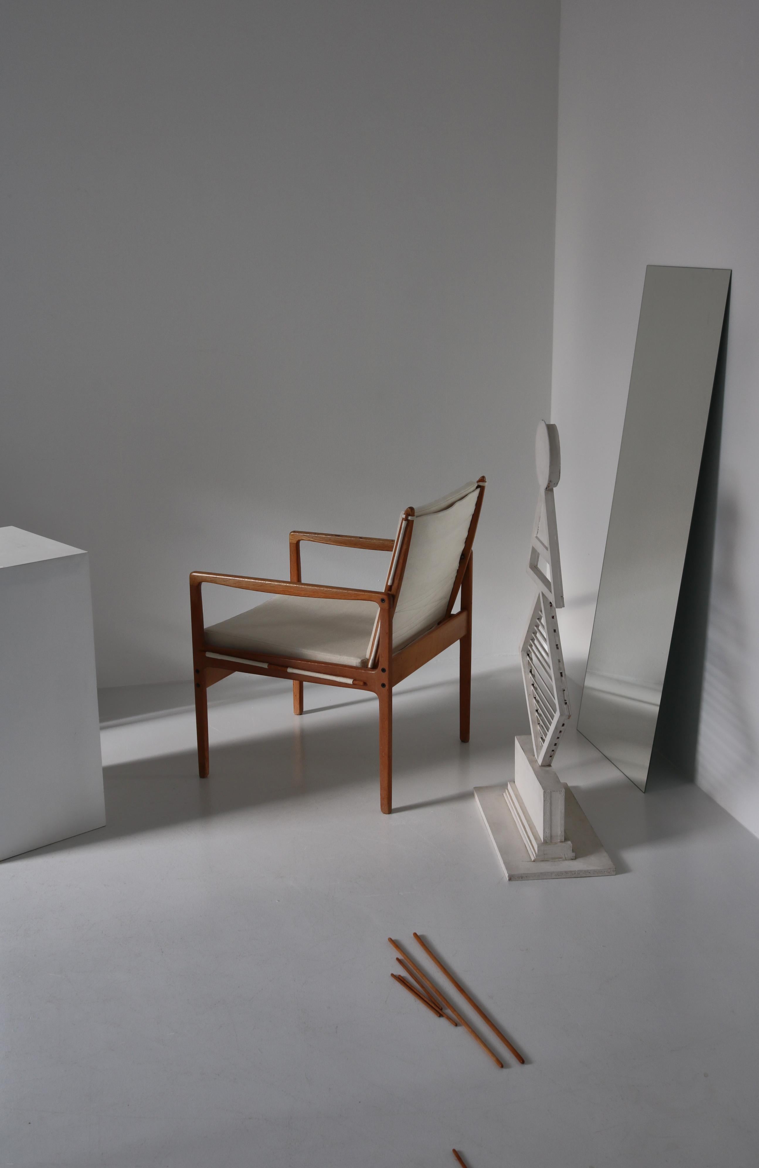Ole Wanscher Safari Chairs in Oak & Light Canvas, Scandinavian Modern, 1960s For Sale 12