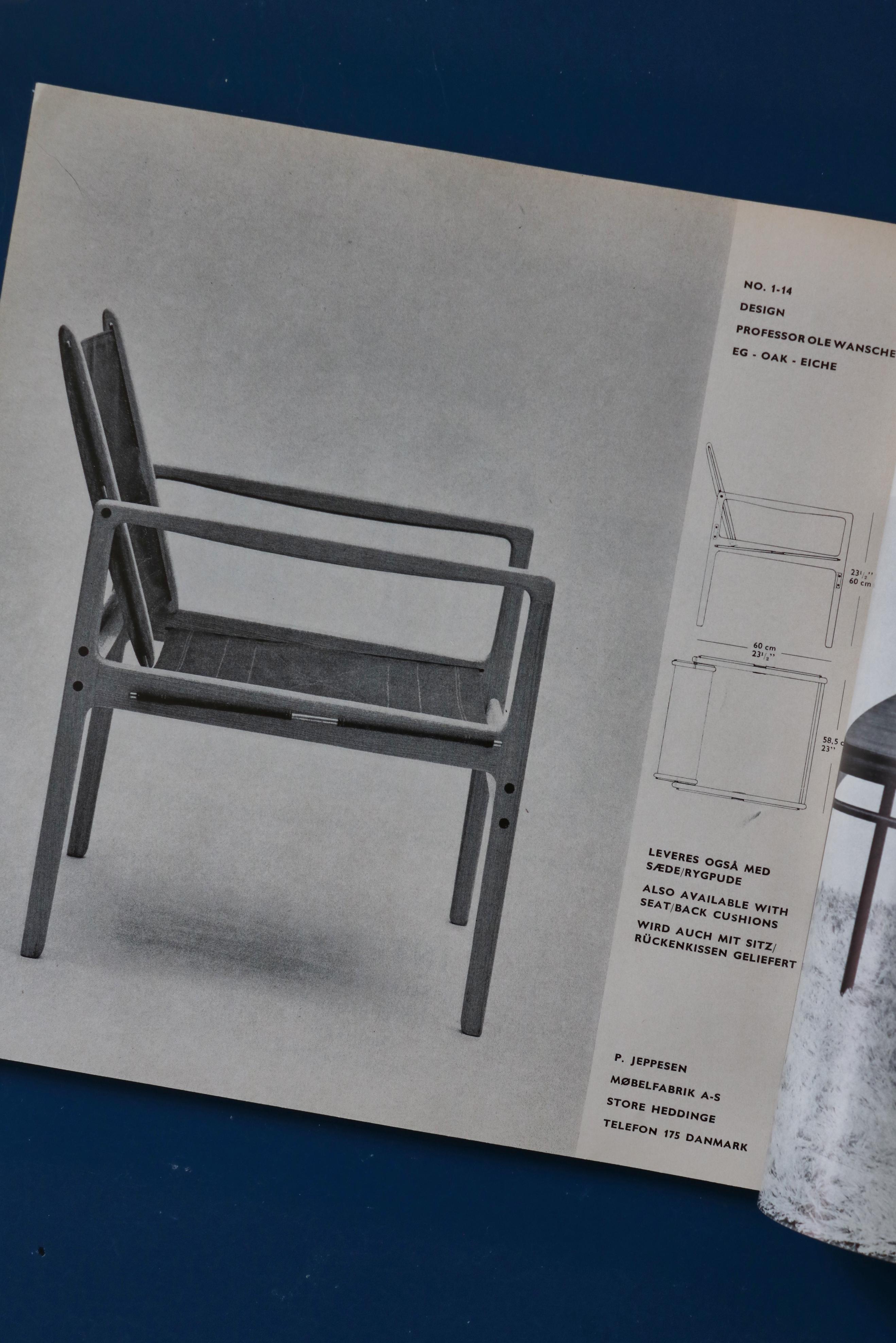 Ole Wanscher Safari-Stühle aus Eiche und hellem Segeltuch, skandinavische Moderne, 1960er Jahre im Angebot 13