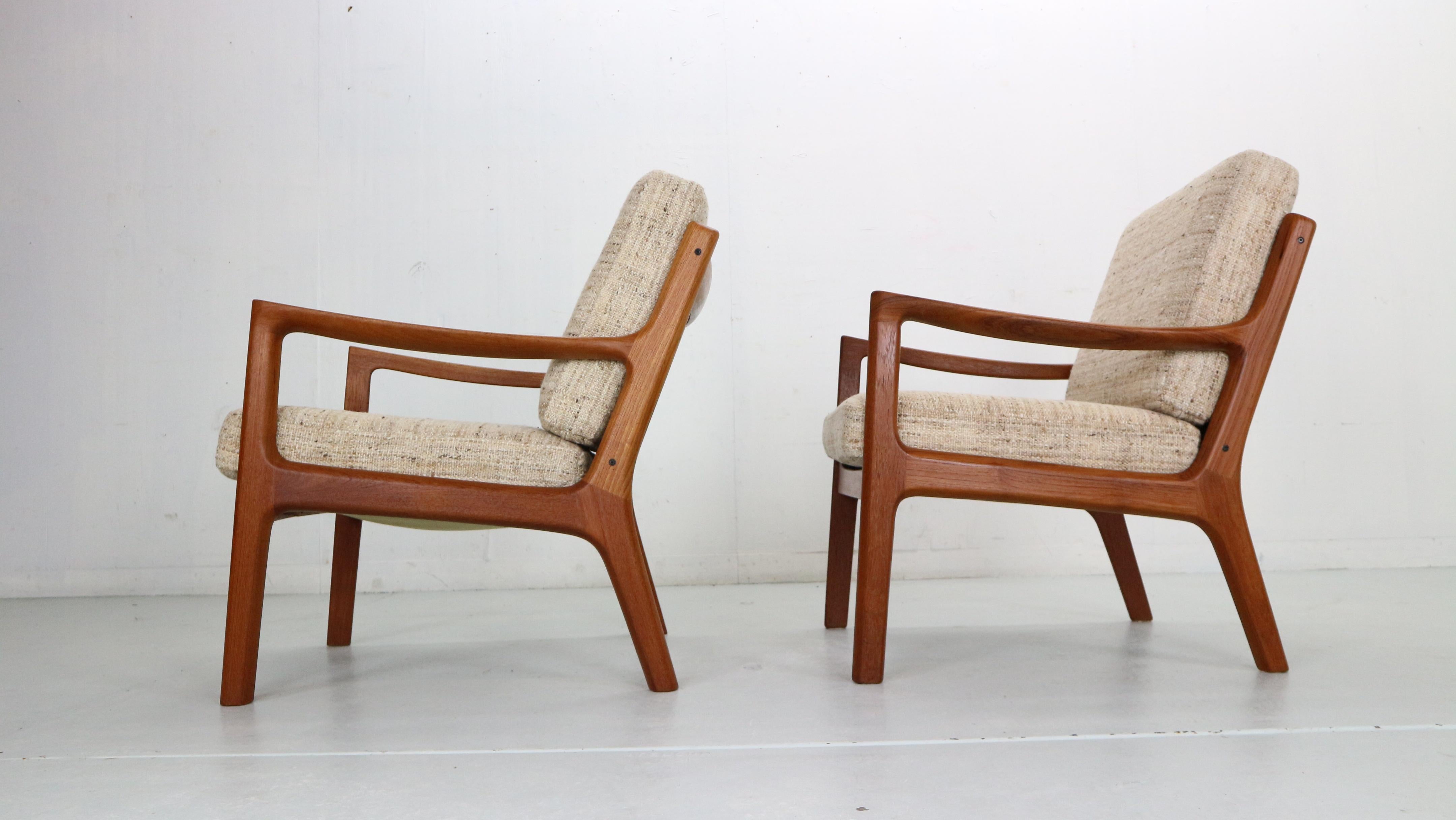 Danish Ole Wanscher Set of 2 Teak Senator Lounge Chair for France& Son, Denmark, 1950's