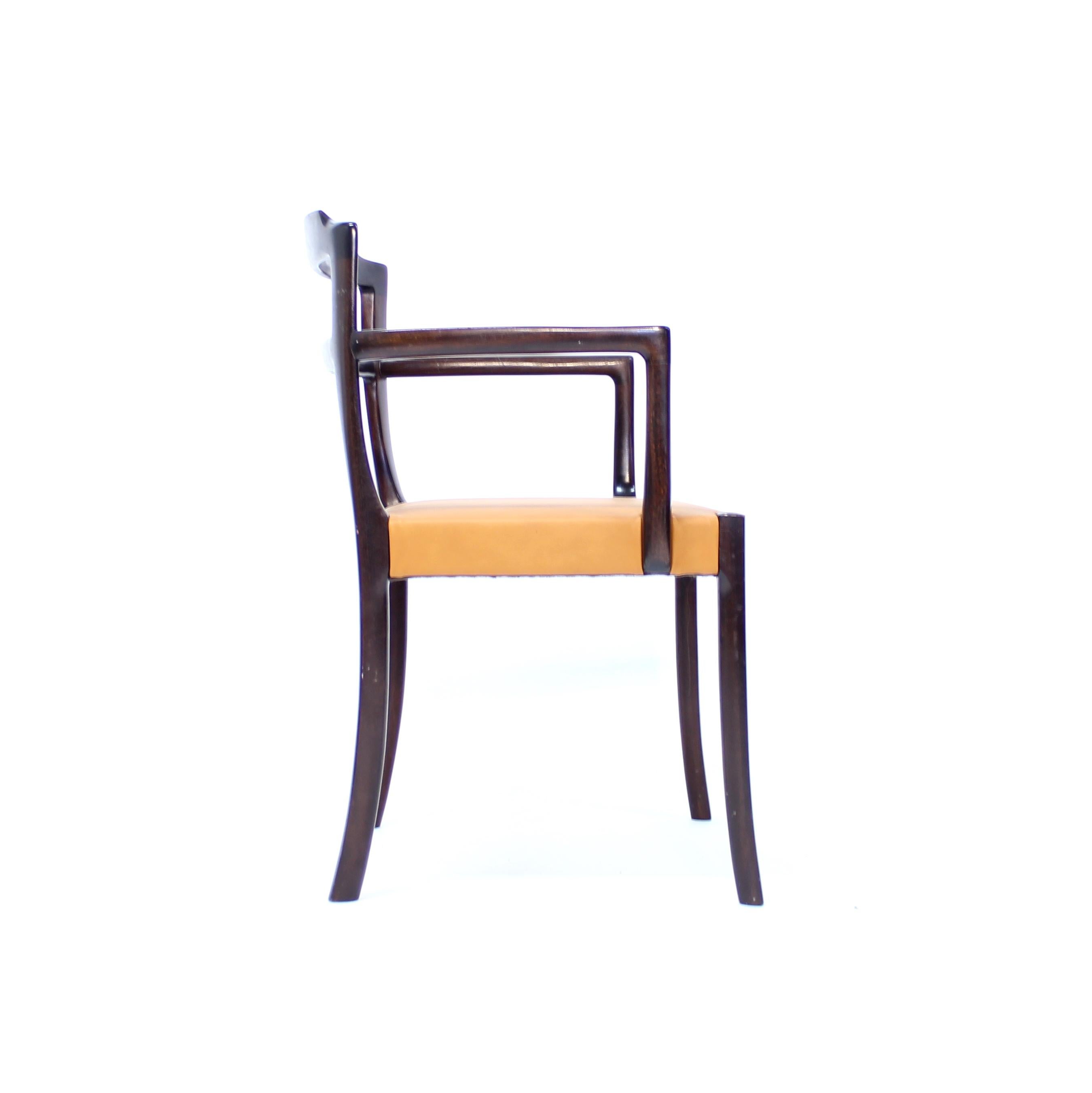 Ole Wanscher, 6er-Set dänischer Esszimmerstühle aus Leder und Mahagoni für CADO, 1960er-Jahre im Angebot 5