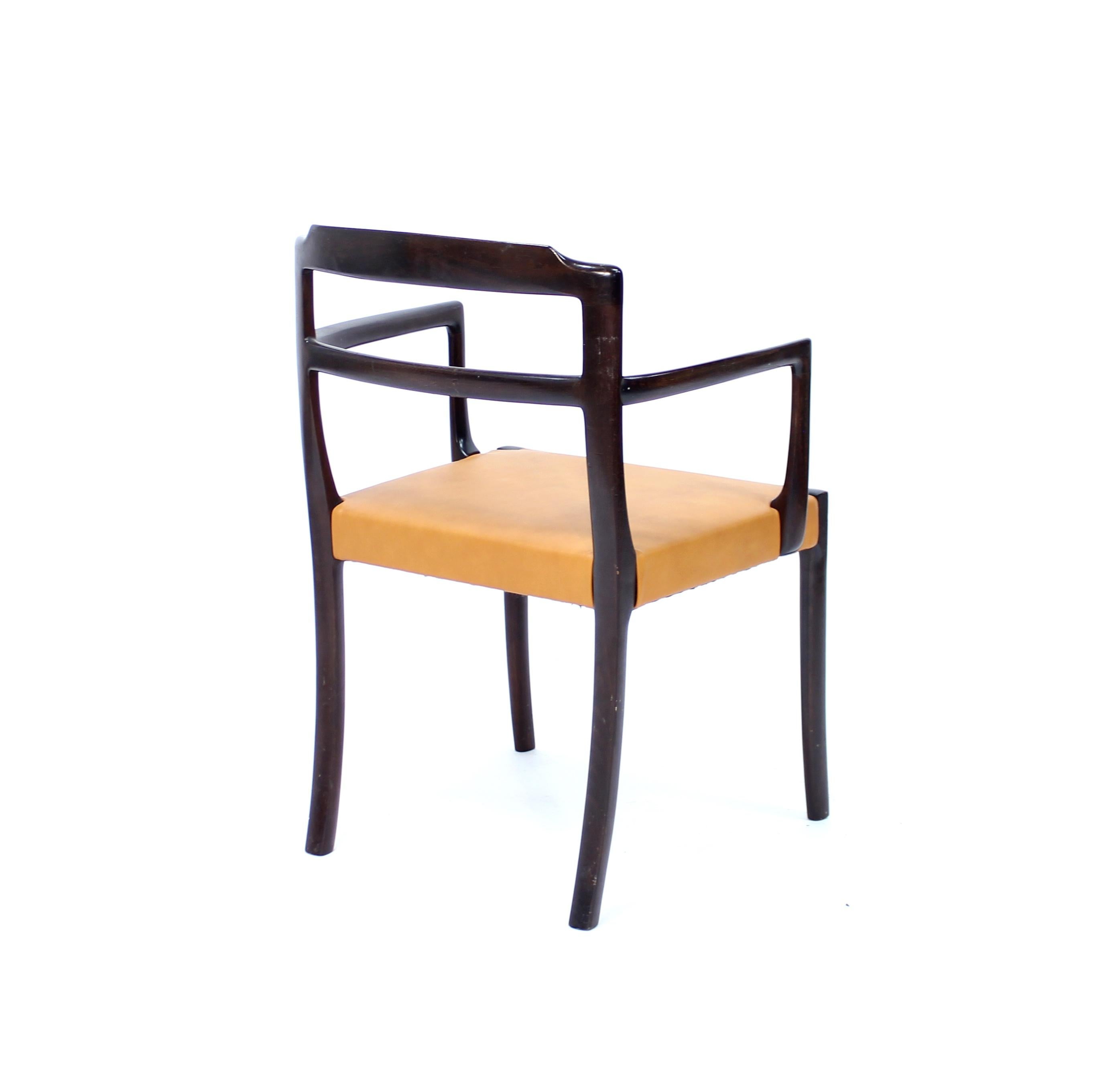 Ole Wanscher, 6er-Set dänischer Esszimmerstühle aus Leder und Mahagoni für CADO, 1960er-Jahre im Angebot 6