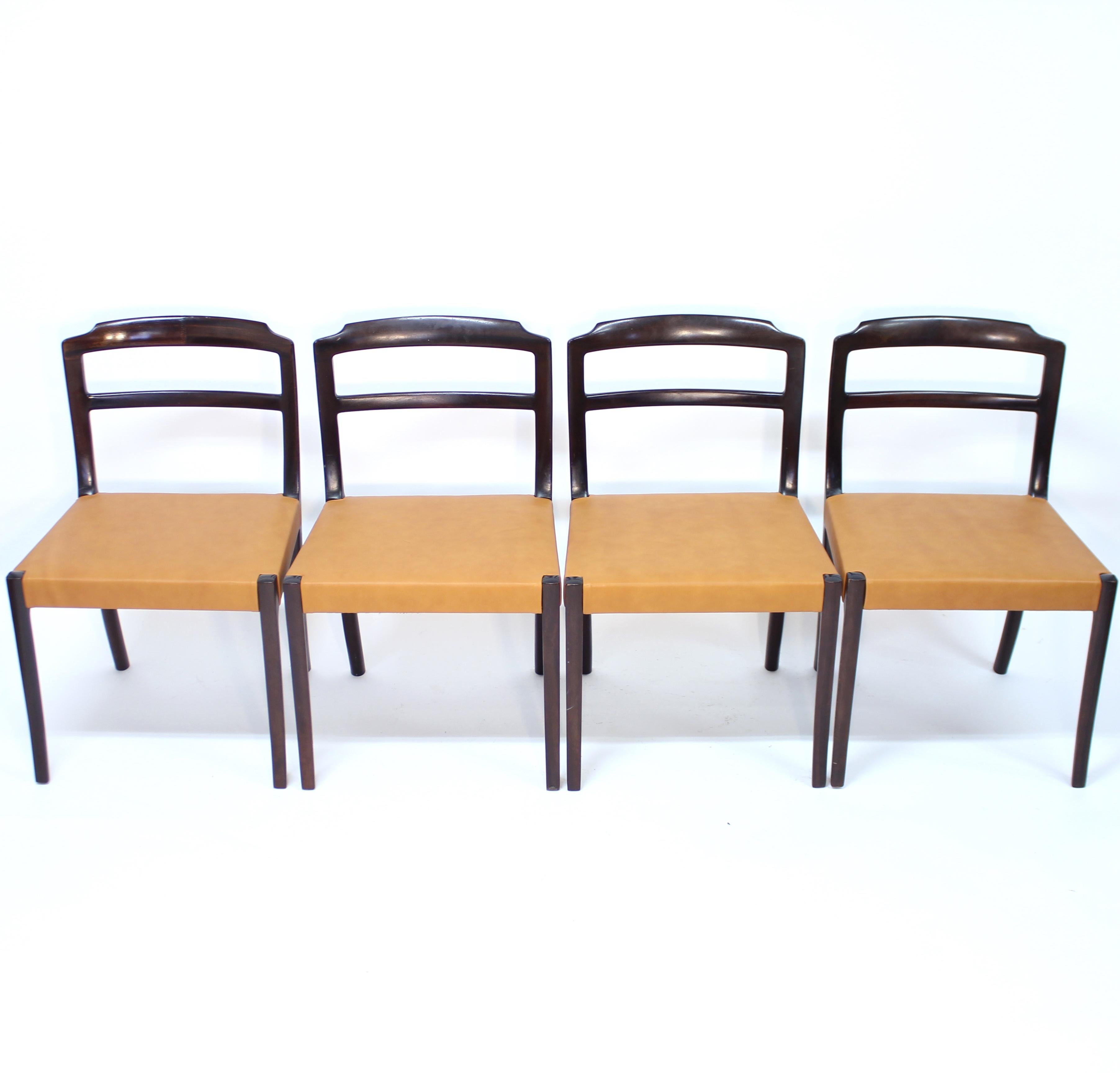 Ole Wanscher, 6er-Set dänischer Esszimmerstühle aus Leder und Mahagoni für CADO, 1960er-Jahre im Angebot 7