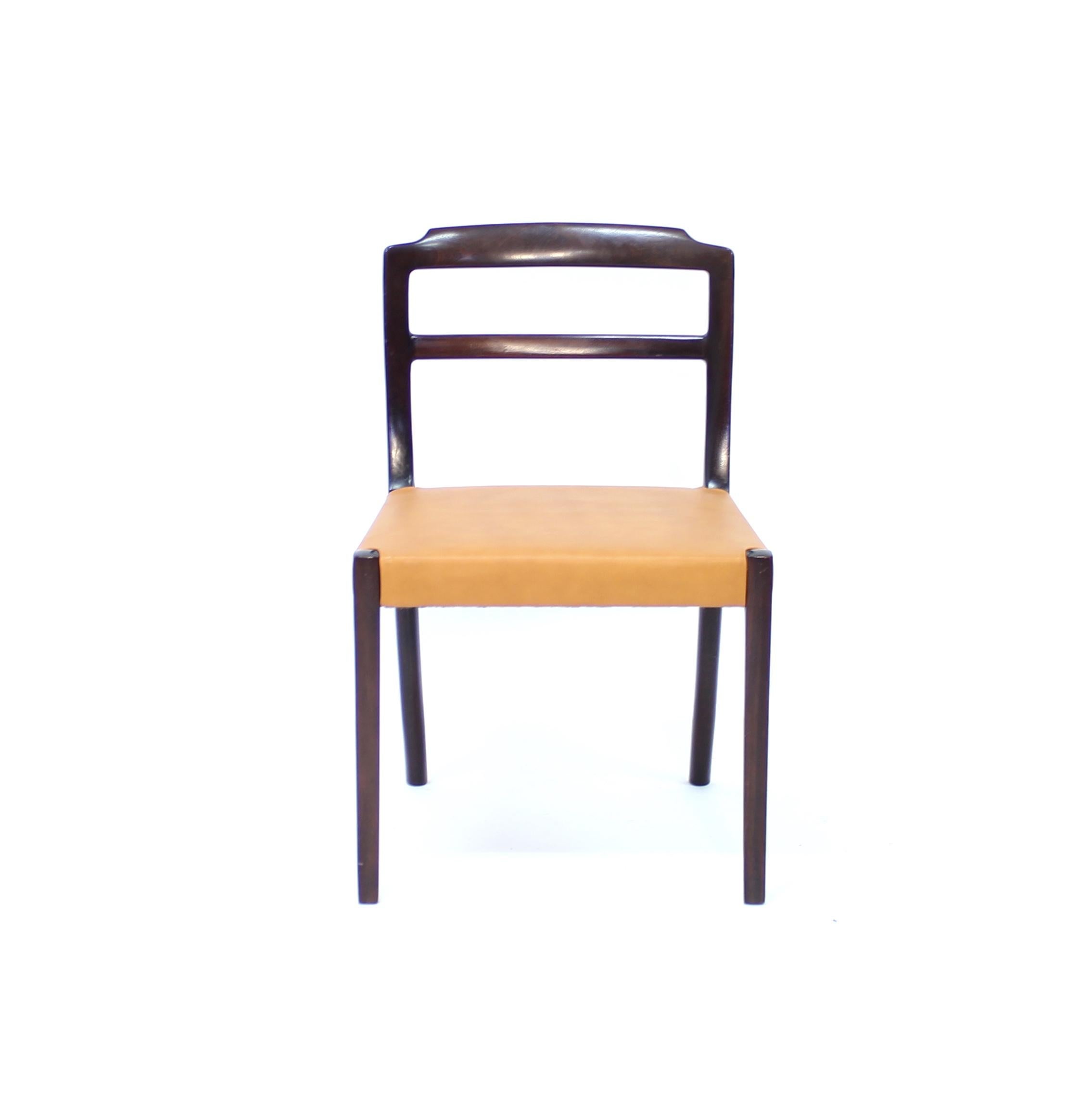 Ole Wanscher, 6er-Set dänischer Esszimmerstühle aus Leder und Mahagoni für CADO, 1960er-Jahre im Angebot 9