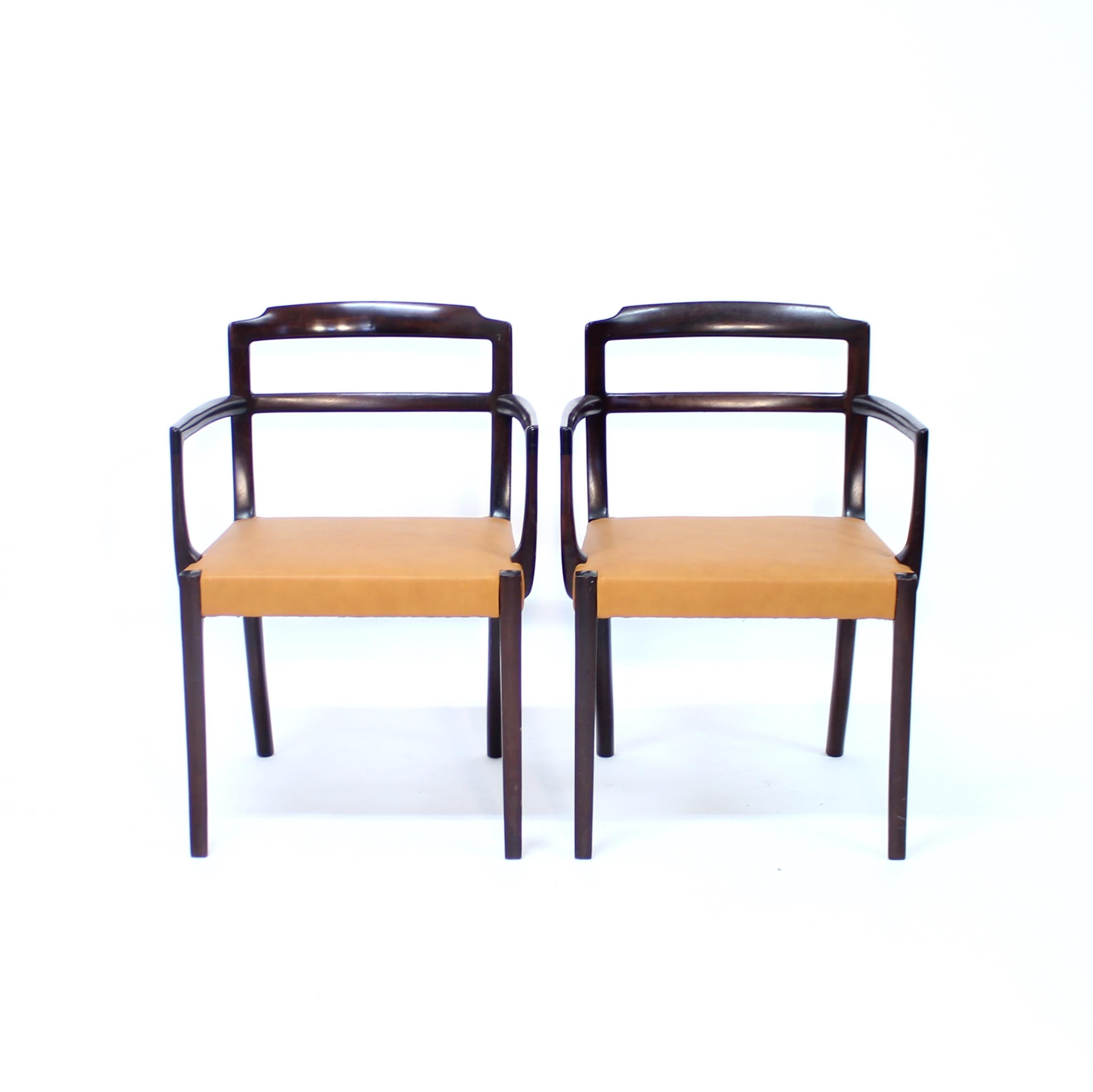 Ole Wanscher, 6er-Set dänischer Esszimmerstühle aus Leder und Mahagoni für CADO, 1960er-Jahre im Angebot 2