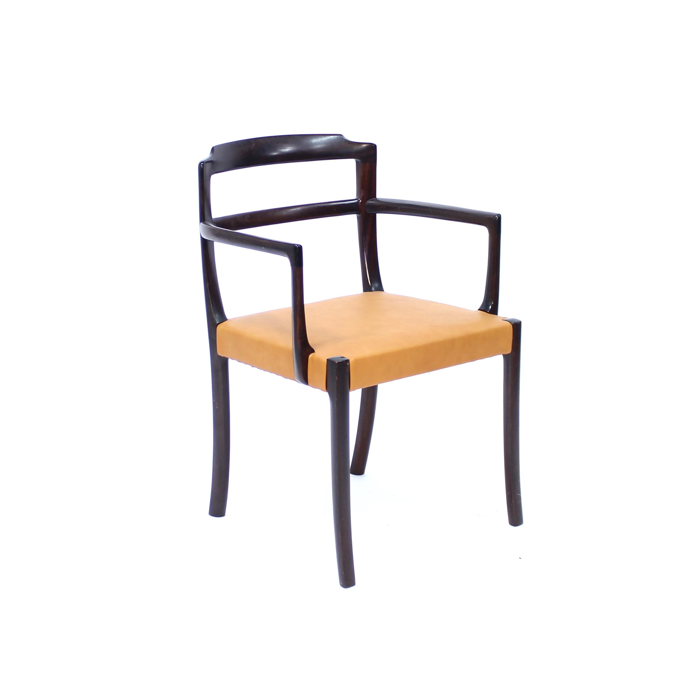 Ole Wanscher, 6er-Set dänischer Esszimmerstühle aus Leder und Mahagoni für CADO, 1960er-Jahre im Angebot 3