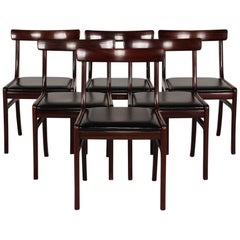 Ole Wanscher Set of 6 Rungstedlund Chairs of Mahogany Made by PJ Møbler, Denmark