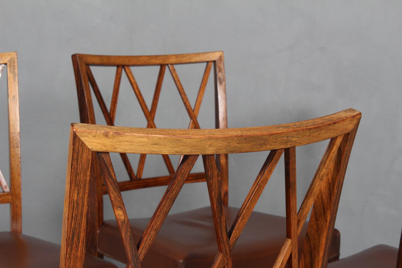 Scandinavian Modern Ole Wanscher Set of Four Dining Chairs in Rosewood