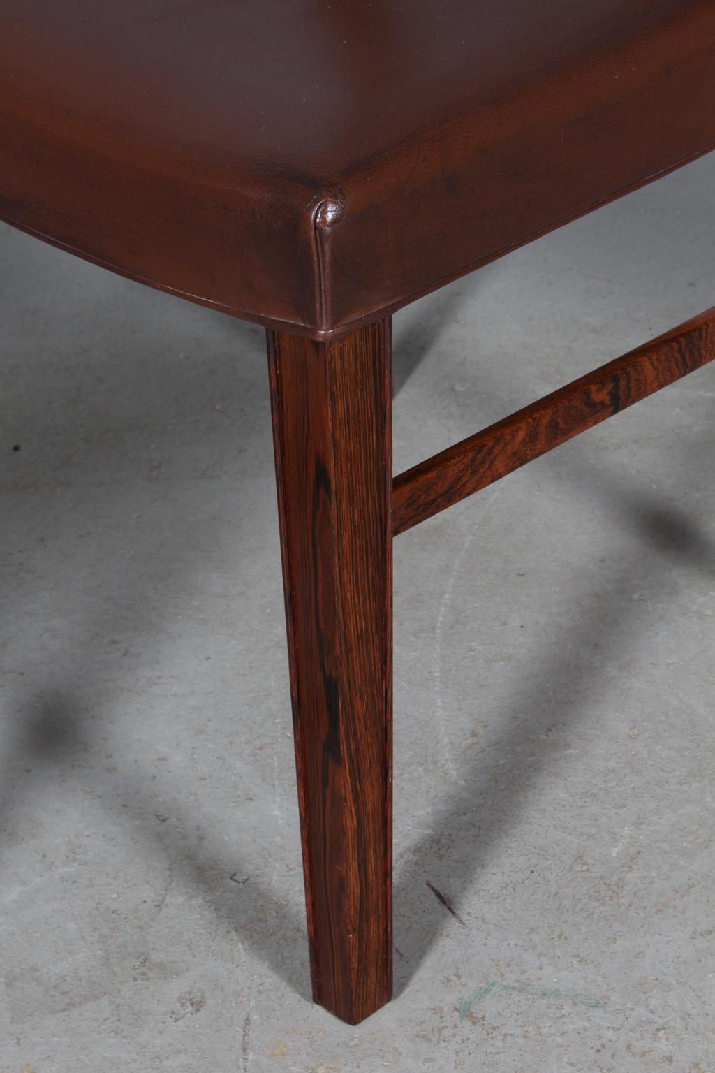 Leather Ole Wanscher Set of Four Dining Chairs in Rosewood