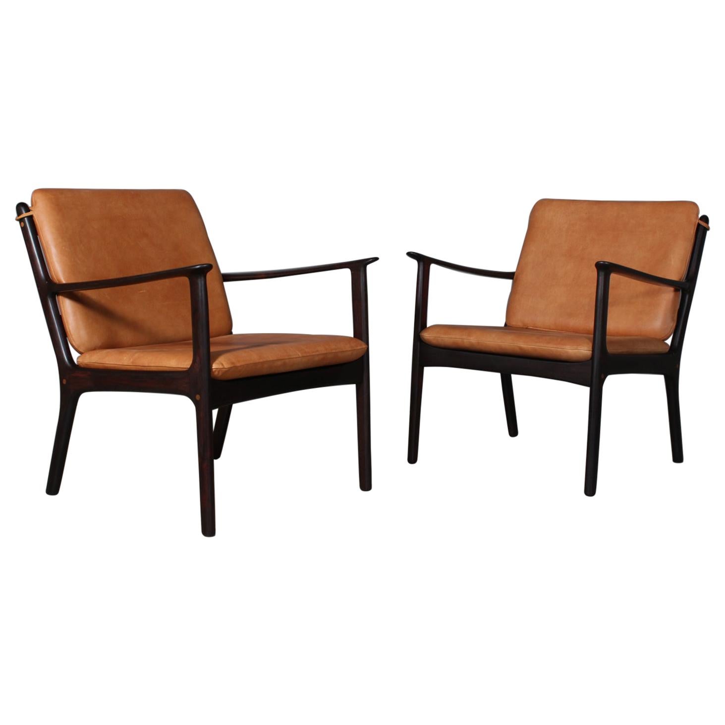 Ole Wanscher Set of Lounge Chairs, Model PJ112, Rosewood