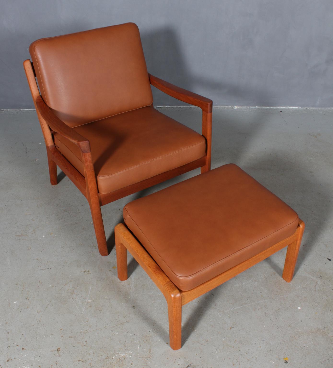 Danish Ole Wanscher Set of Lounge Chairs with Ottoman