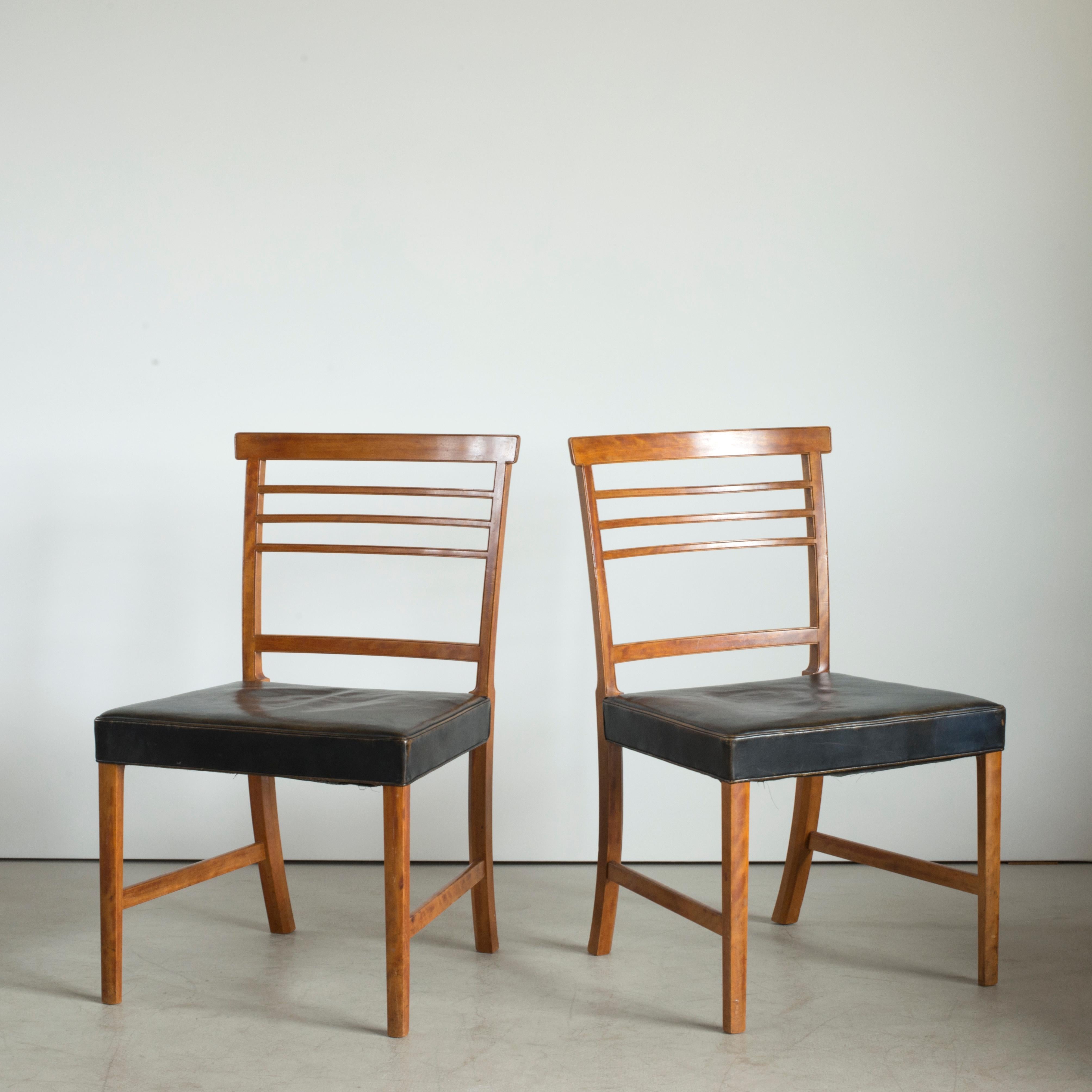Lacquered Ole Wanscher Set of Six Chairs for a. J. Iversen For Sale