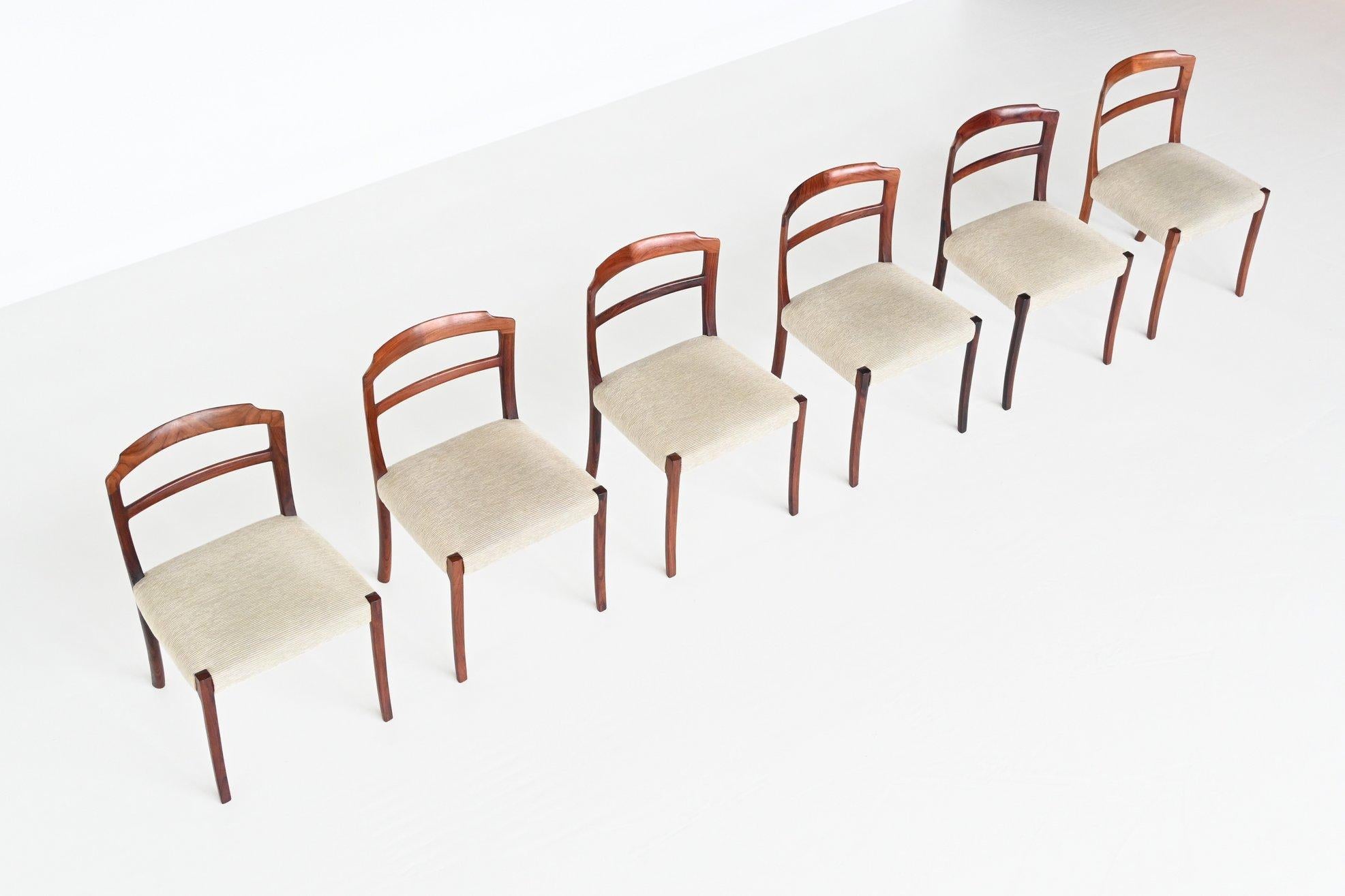 Mid-Century Modern Ole Wanscher Set of Six Rosewood Dining Chairs A.J. Iversen, Denmark, 1960