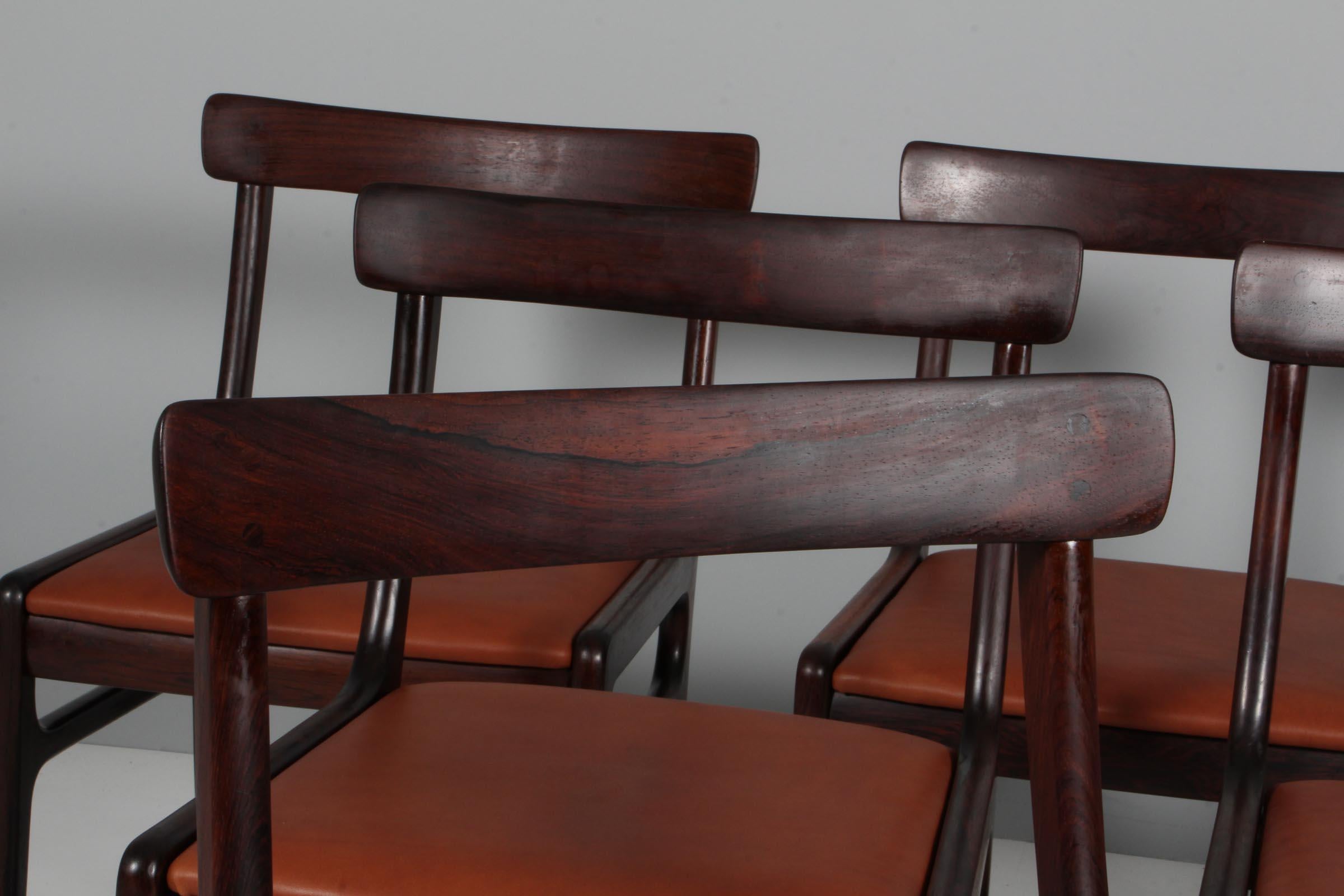 Scandinavian Modern Ole Wanscher Set of Six Rungstedlund Dining Chairs For Sale