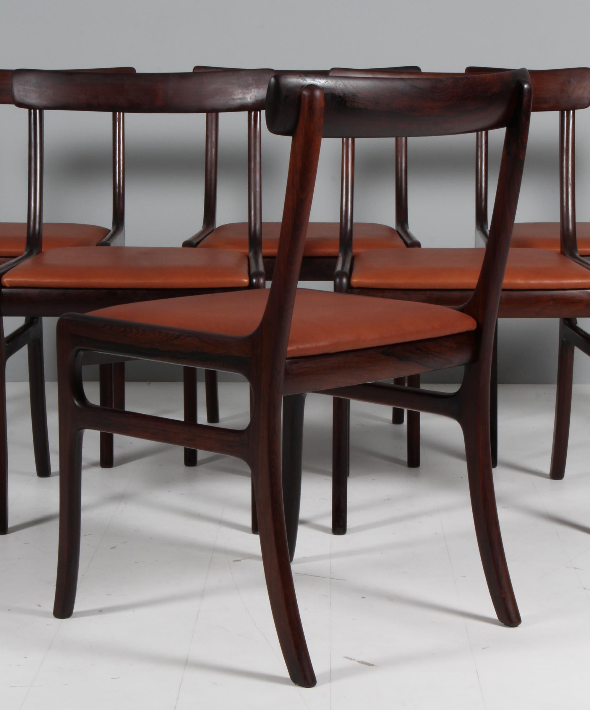 Mid-20th Century Ole Wanscher Set of Six Rungstedlund Dining Chairs For Sale