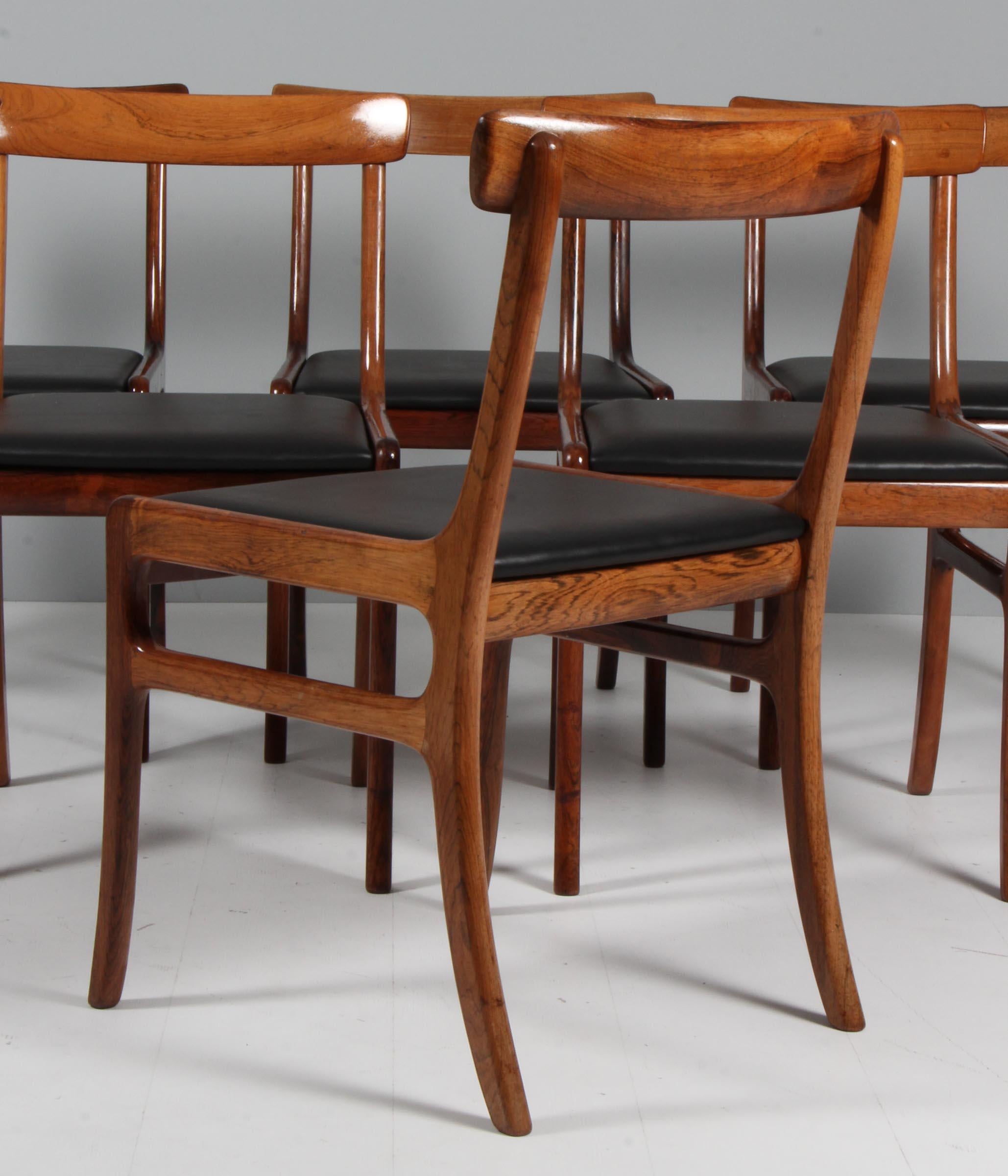 Leather Ole Wanscher Set of Six Rungstedlund Dining Chairs