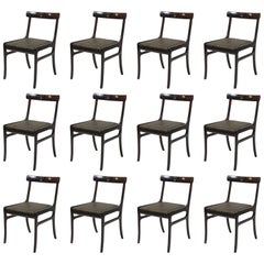 Ole Wanscher Set of Twelve Refinished Mahogany Dining Chairs, Custom Upholstery