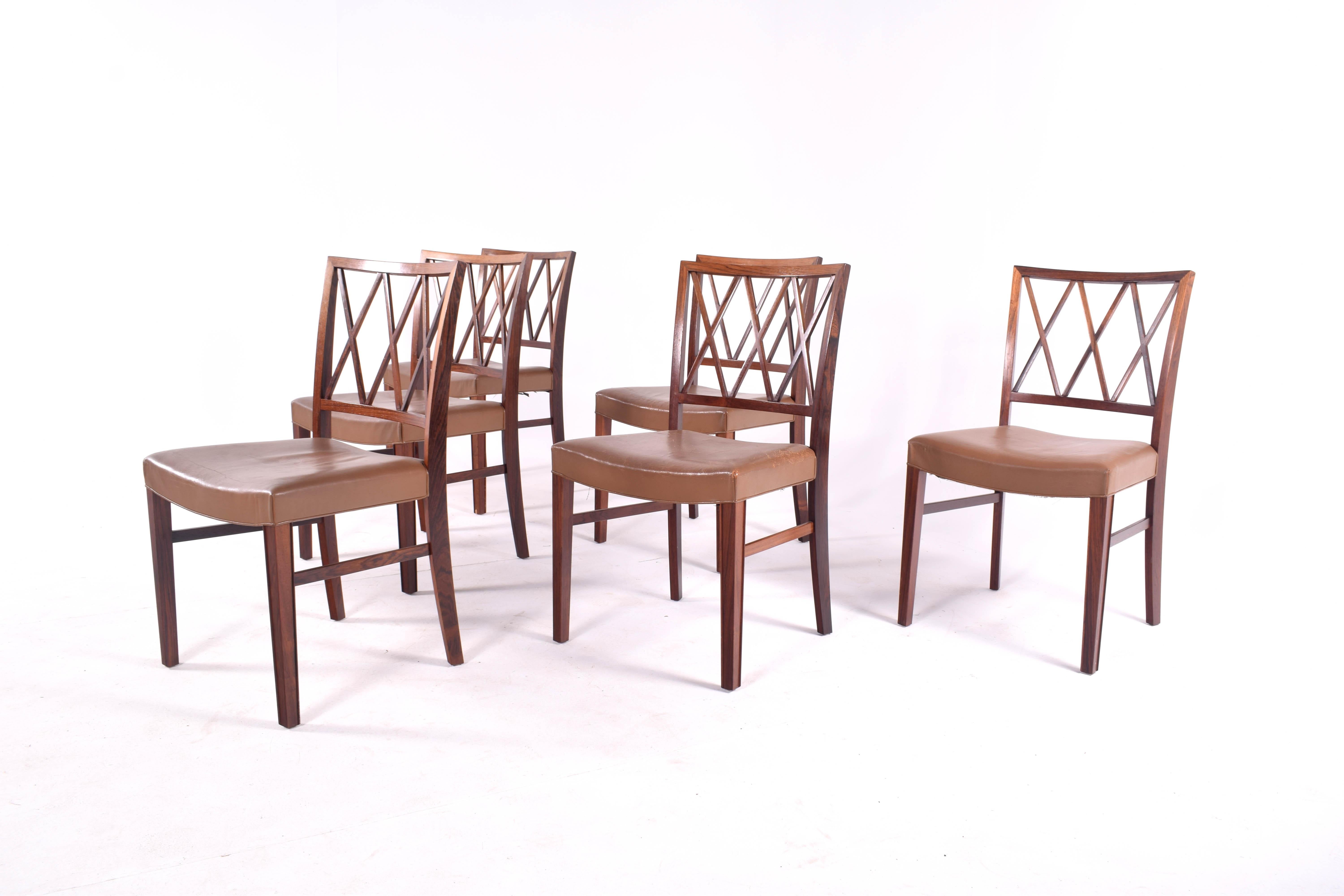 Mid-Century Modern Ole Wanscher Slagelse Rosewood Dining Chairs