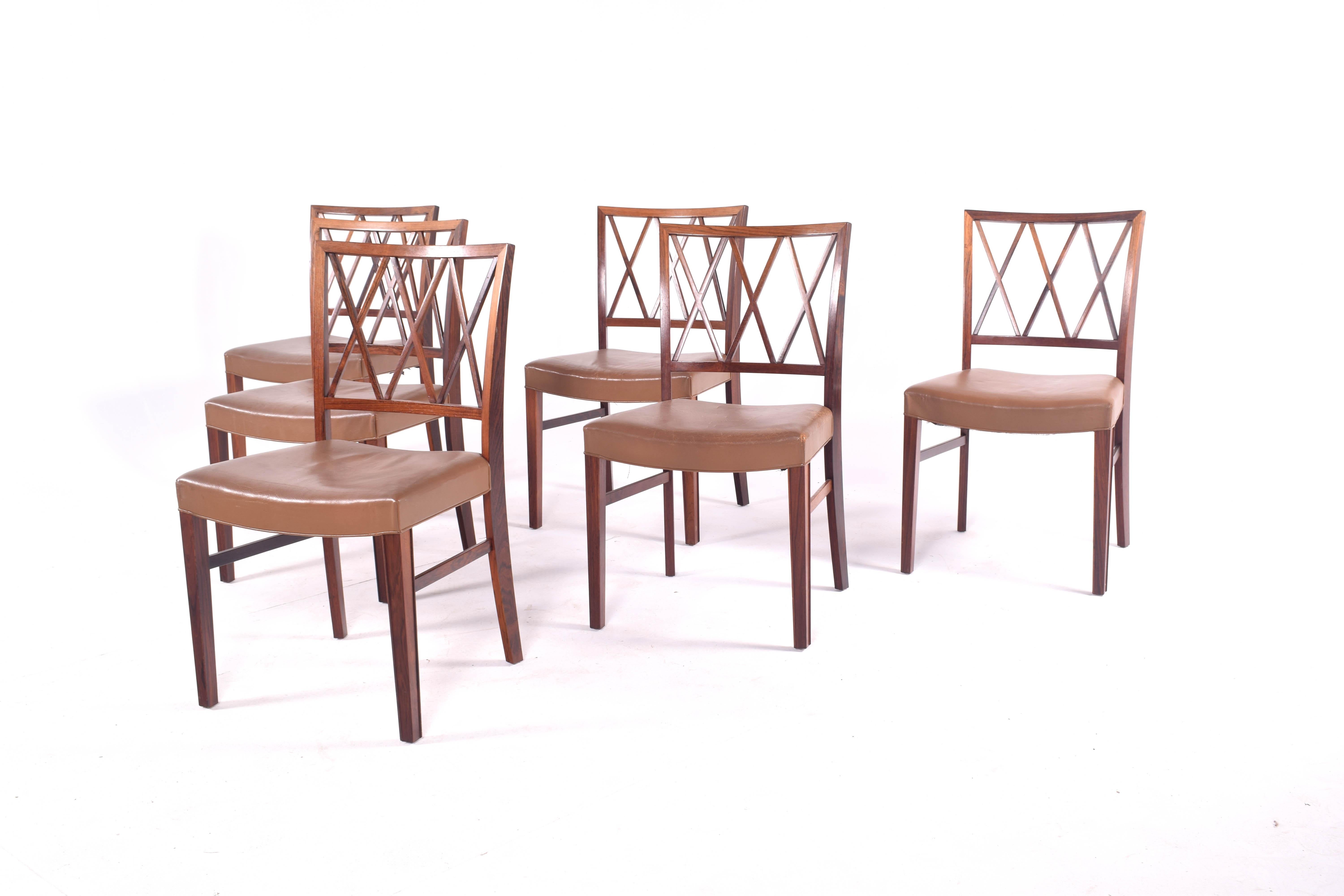 Danish Ole Wanscher Slagelse Rosewood Dining Chairs