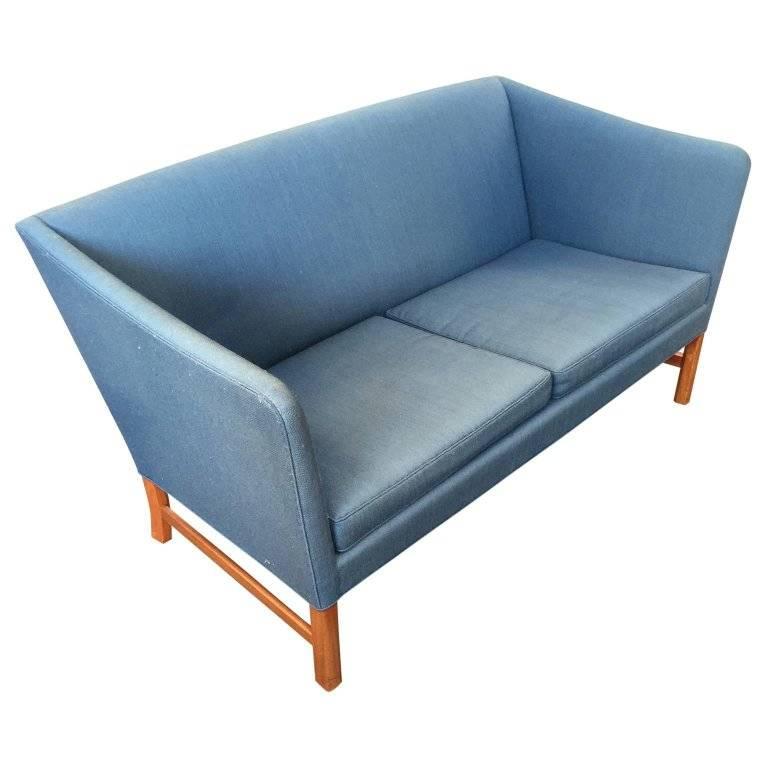 Ole Wanscher two persons sofa, on Cuban mahogany legs. Designed in 1960 and produced by A J Iversen, Denmark.