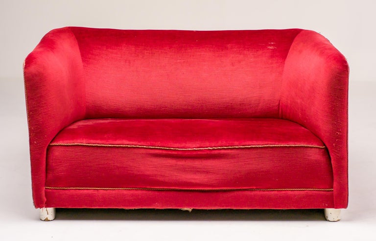 Ole Wanscher Sofa in Red Velvet For Sale 5