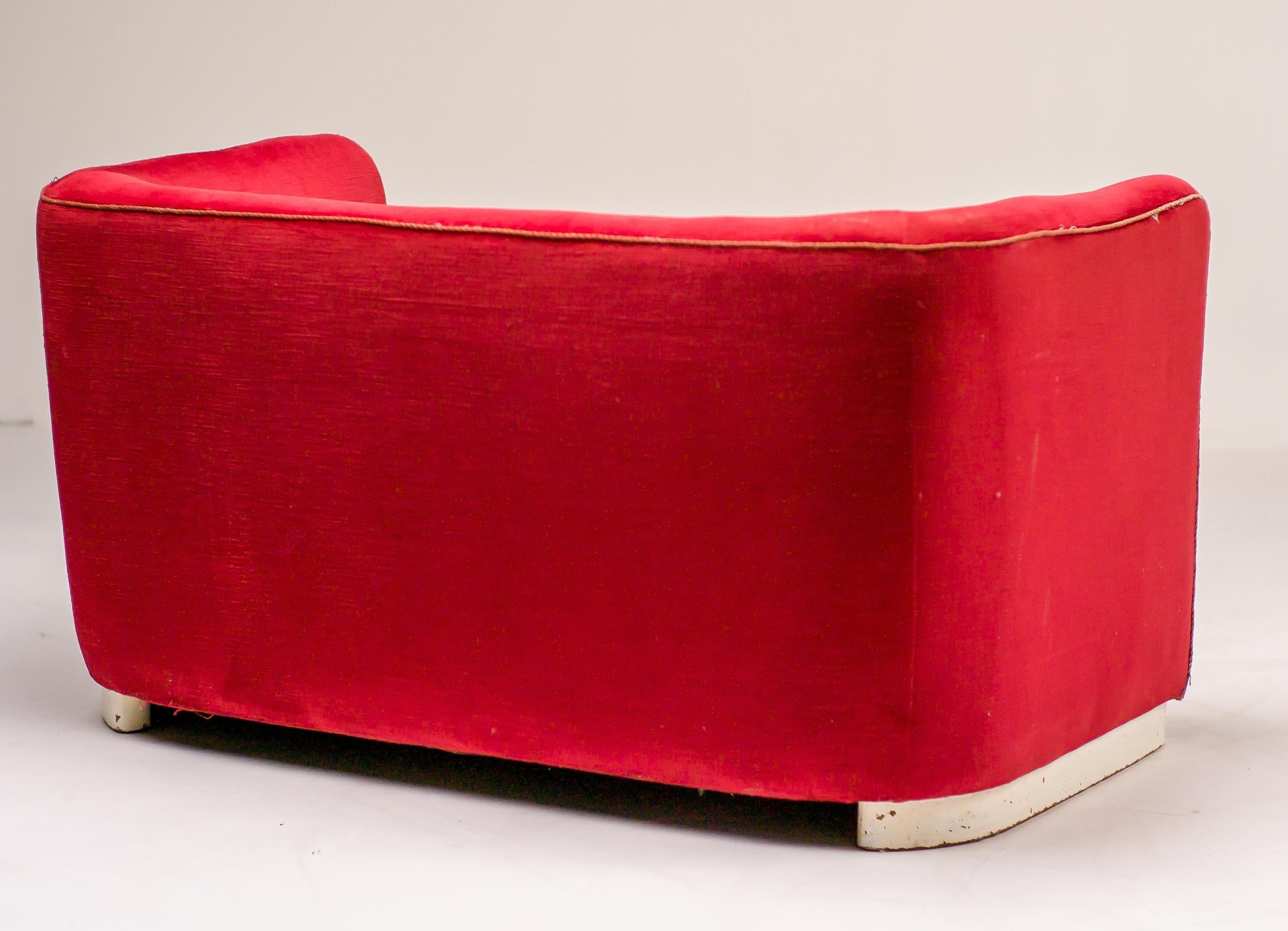 Scandinavian Modern Ole Wanscher Sofa in Red Velvet