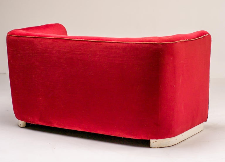 Danish Ole Wanscher Sofa in Red Velvet For Sale