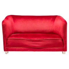 Ole Wanscher Sofa in Red Velvet