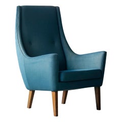 Ole Wanscher Style Danish 1960s High Back Lounge Chairs