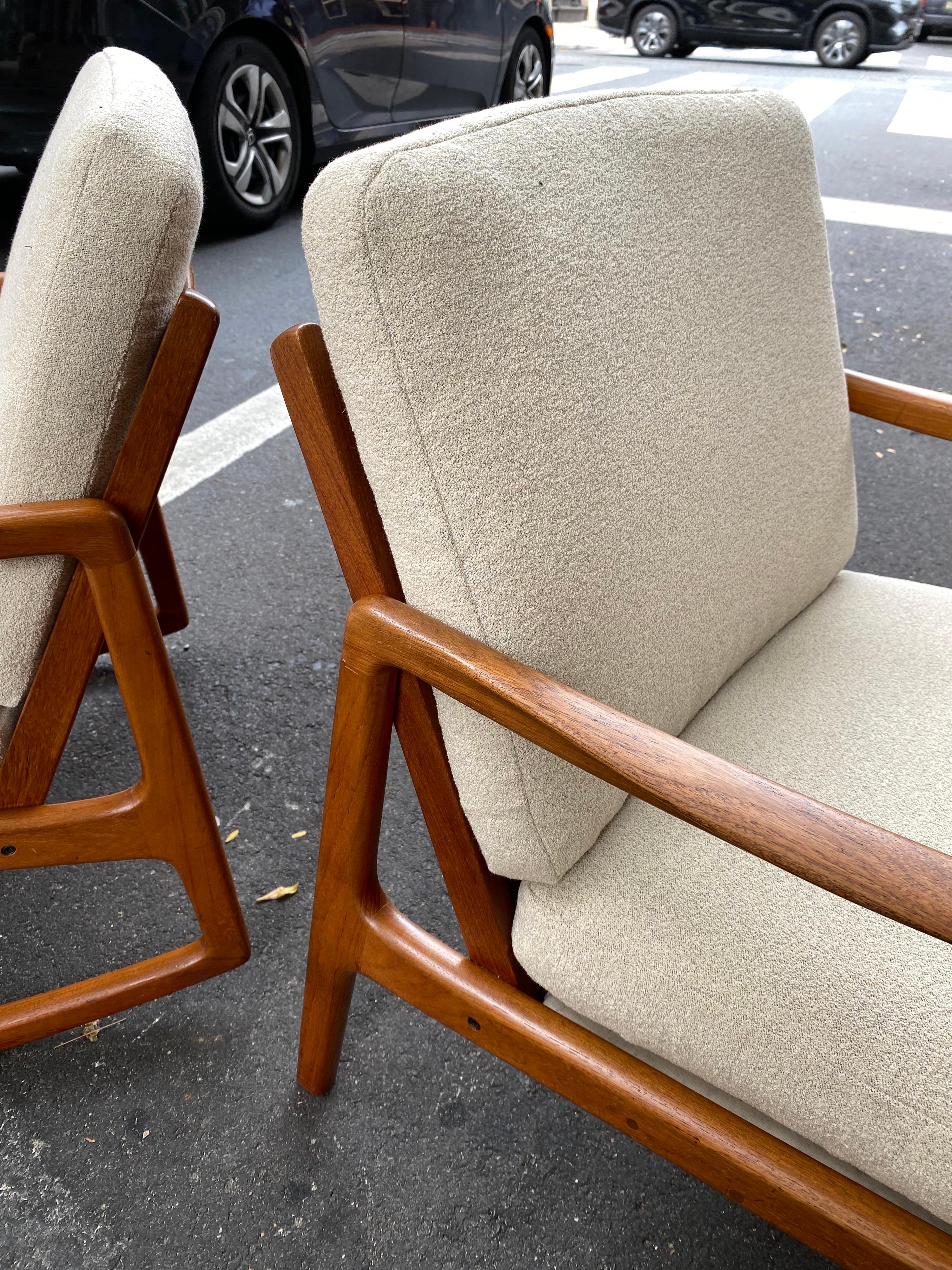 Scandinavian Modern Ole Wanscher Teak Chair and Rocker/ Sold as a Pair