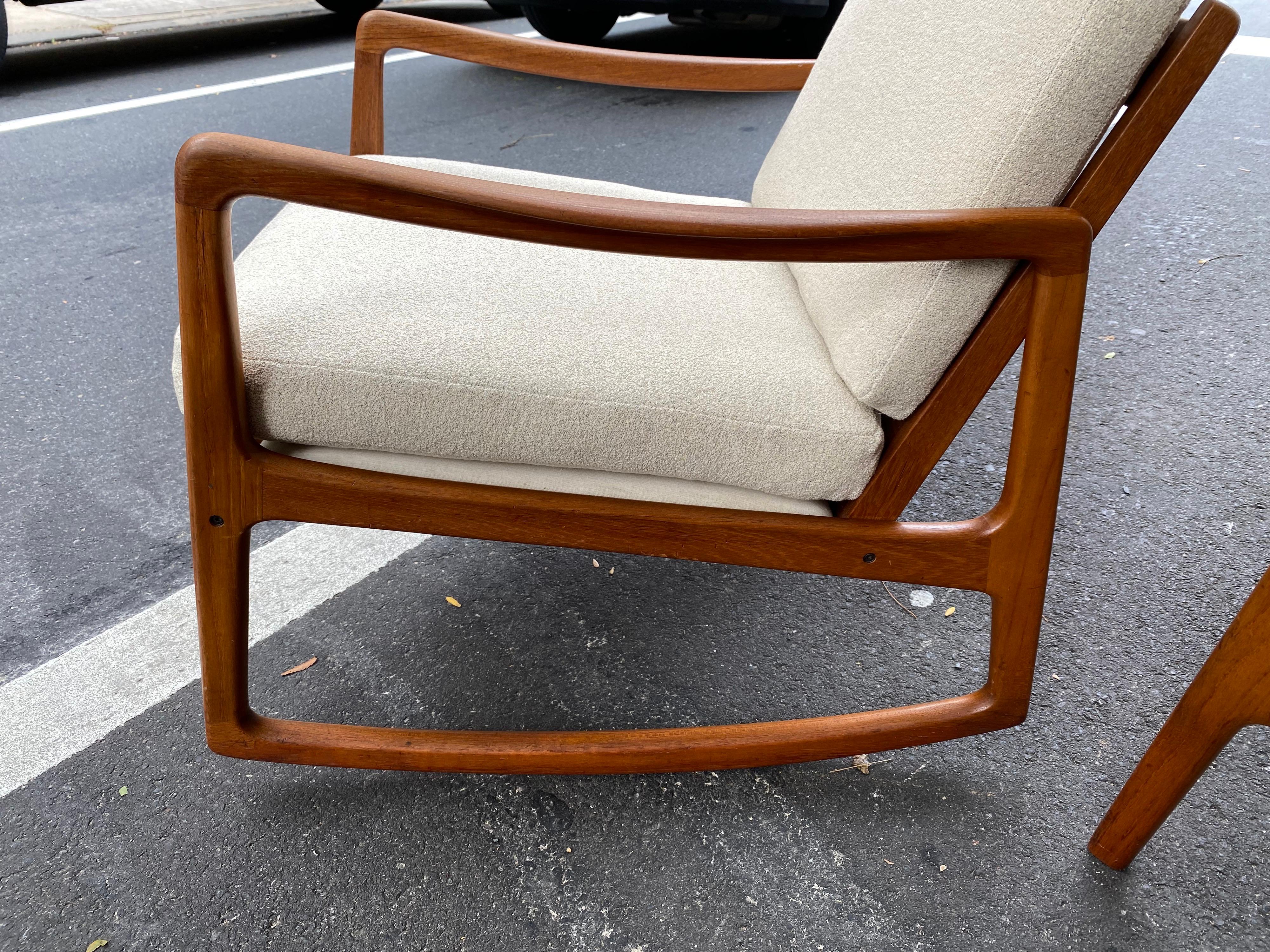 Danish Ole Wanscher Teak Chair and Rocker/ Sold as a Pair