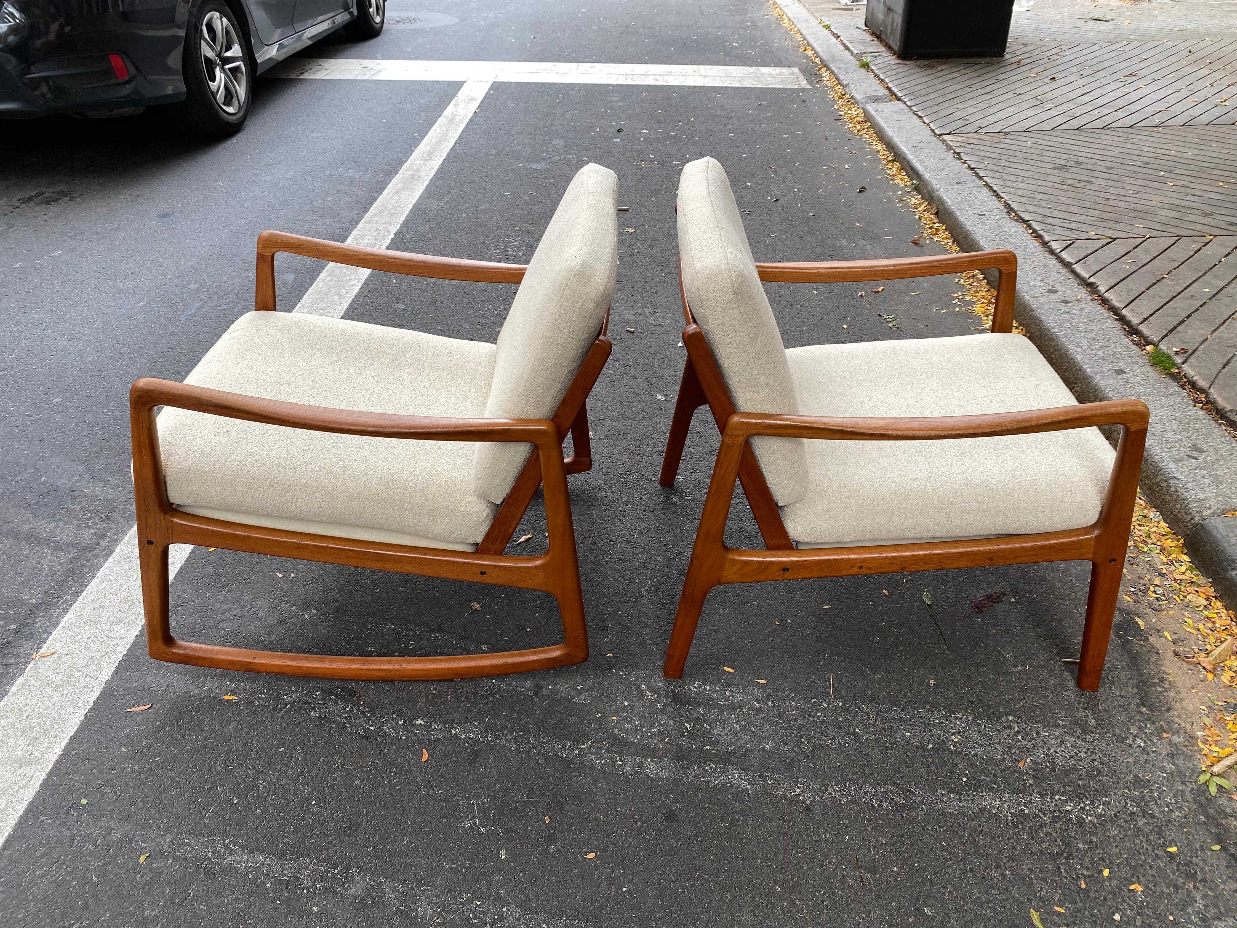 Ole Wanscher Teak Chair and Rocker/ Sold as a Pair In Good Condition In Philadelphia, PA