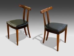 Ole Wanscher, Teak, Leatherette, T-Back Occasional Chairs, Denmark, 1960s