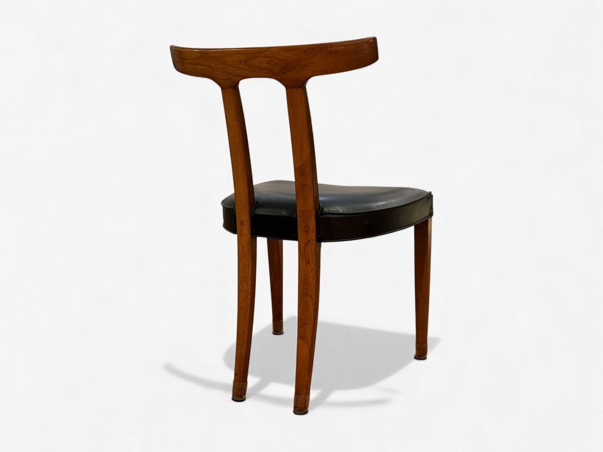 Ole Wanscher, chaises d'appoint en teck et simili-cuir à dossier en T, Danemark, années 1960 Bon état - En vente à Manhasset, NY