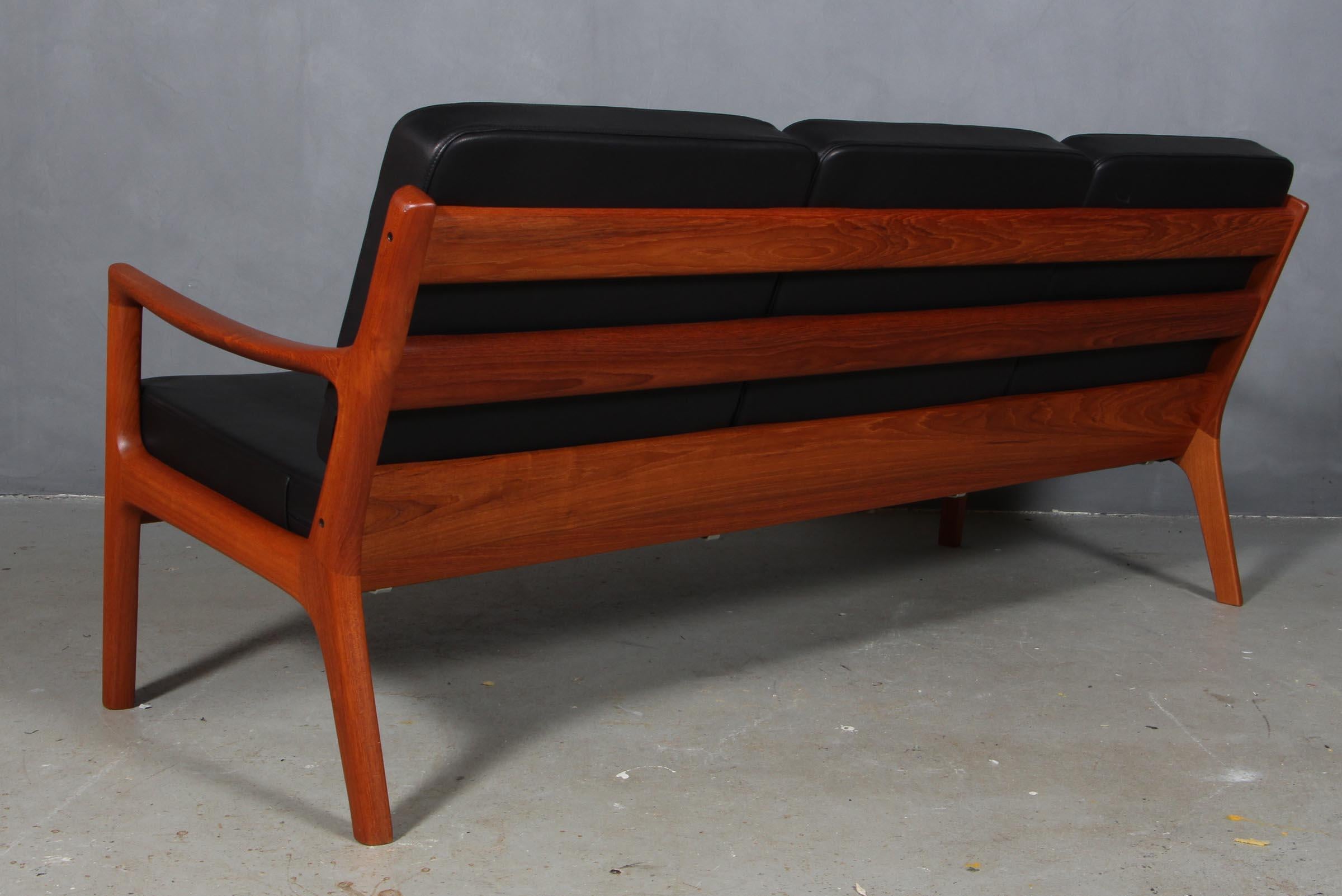 Leather Ole Wanscher Three-Seat Sofa