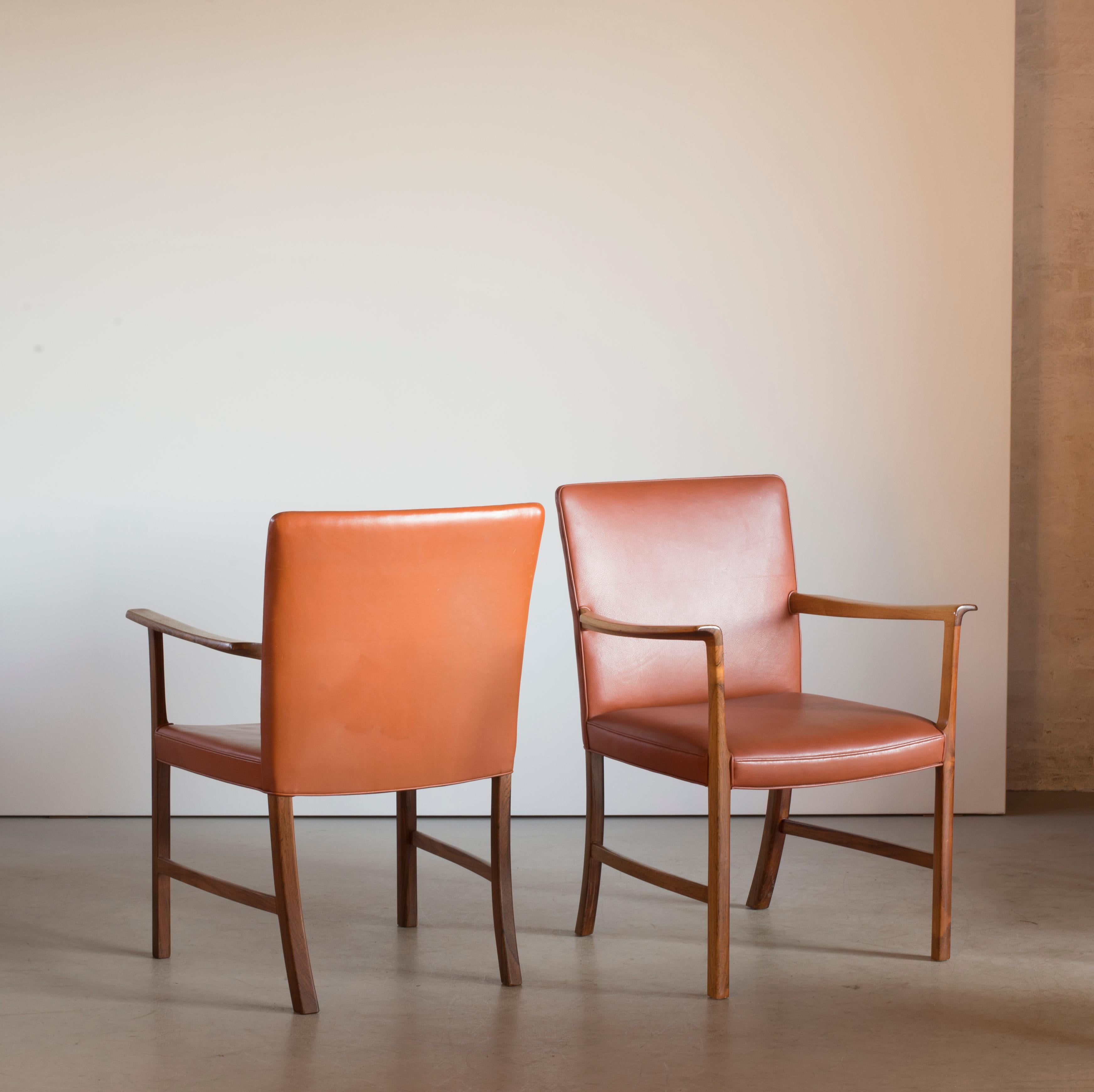 Danish Ole Wanscher Two Rosewood Armchairs for a. J. Iversen