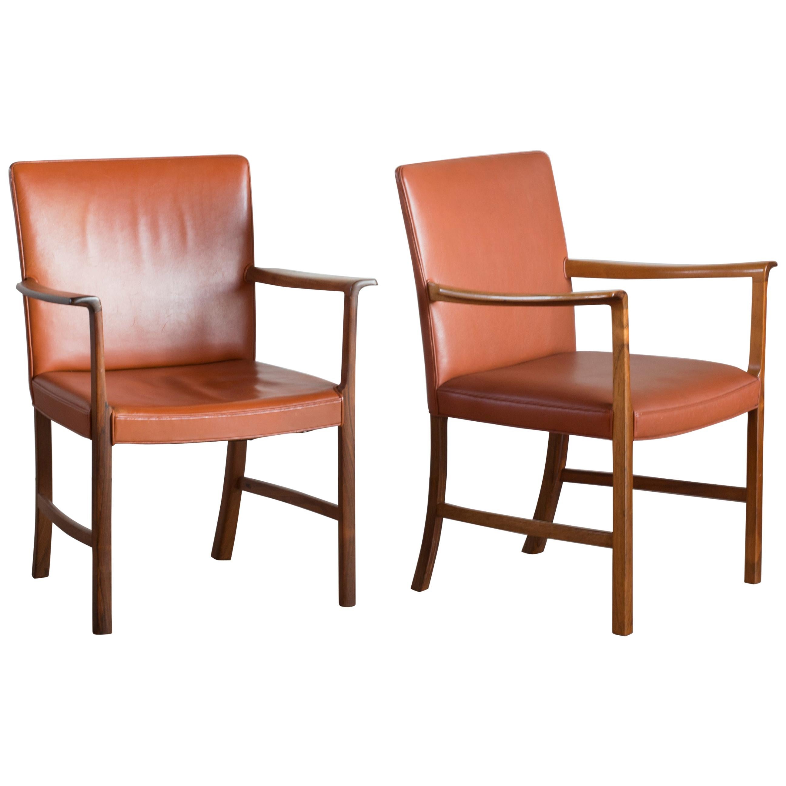 Ole Wanscher Two Rosewood Armchairs for a. J. Iversen