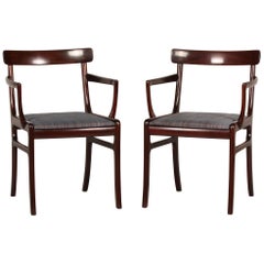 Ole Wanscher Two Rungstedlund Armchairs of Mahogany Made by PJ Møbler, 1970s