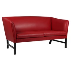 Ole Wanscher two seat sofa, original red leather. OW602, Denmark