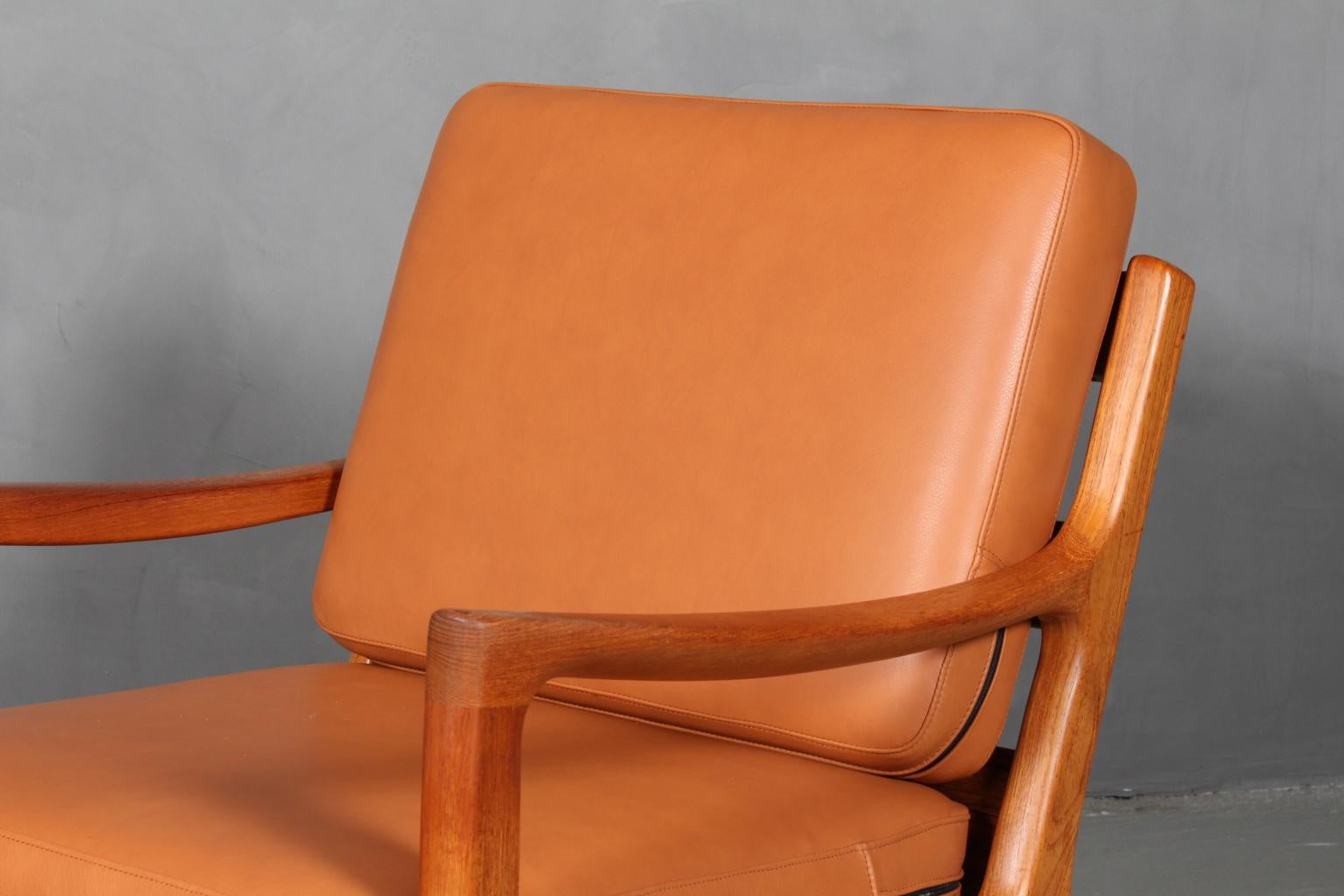 Ole Wanscher Two-Seat Sofa and Lounge Chair, Model Senator, Teak & Leather (Skandinavische Moderne)