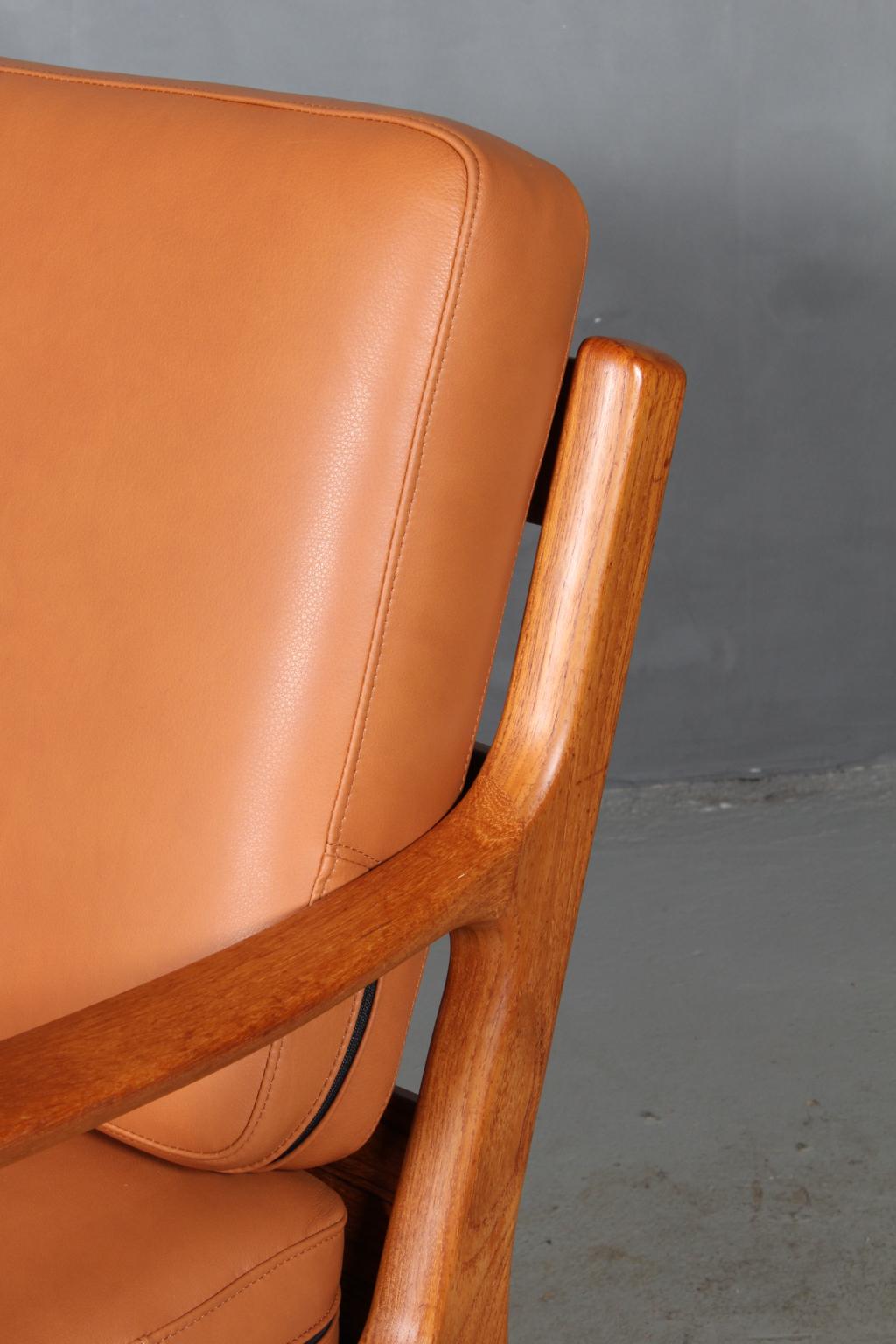 Ole Wanscher Two-Seat Sofa and Lounge Chair, Model Senator, Teak & Leather (Leder)