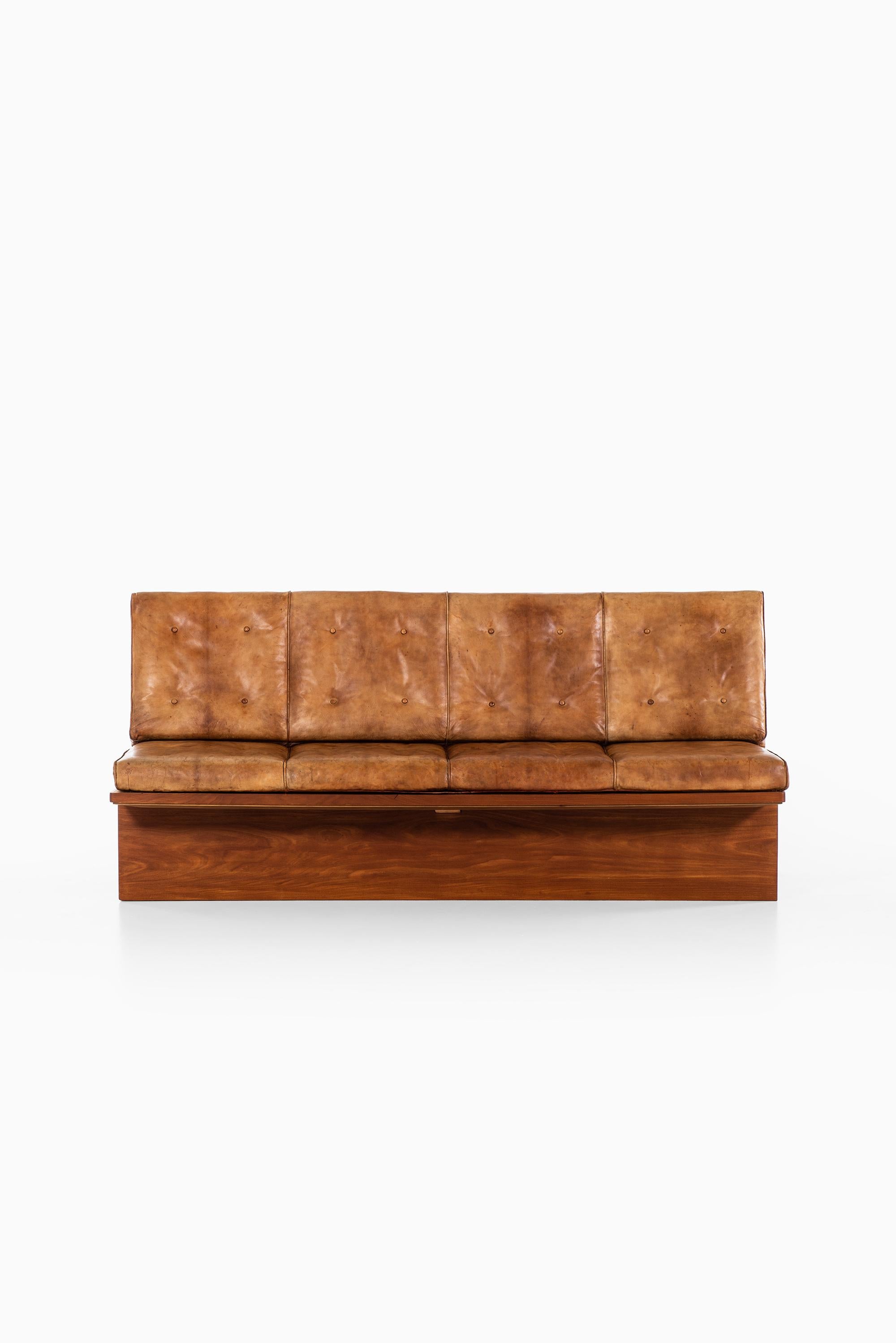Unique hallway sofa designed by Ole Wanscher. Produced by cabinetmaker A.J. Iversen in Denmark. Provenance: Ole Wanscher, thence by descent to his son, Mr. Henrik Wanscher.
