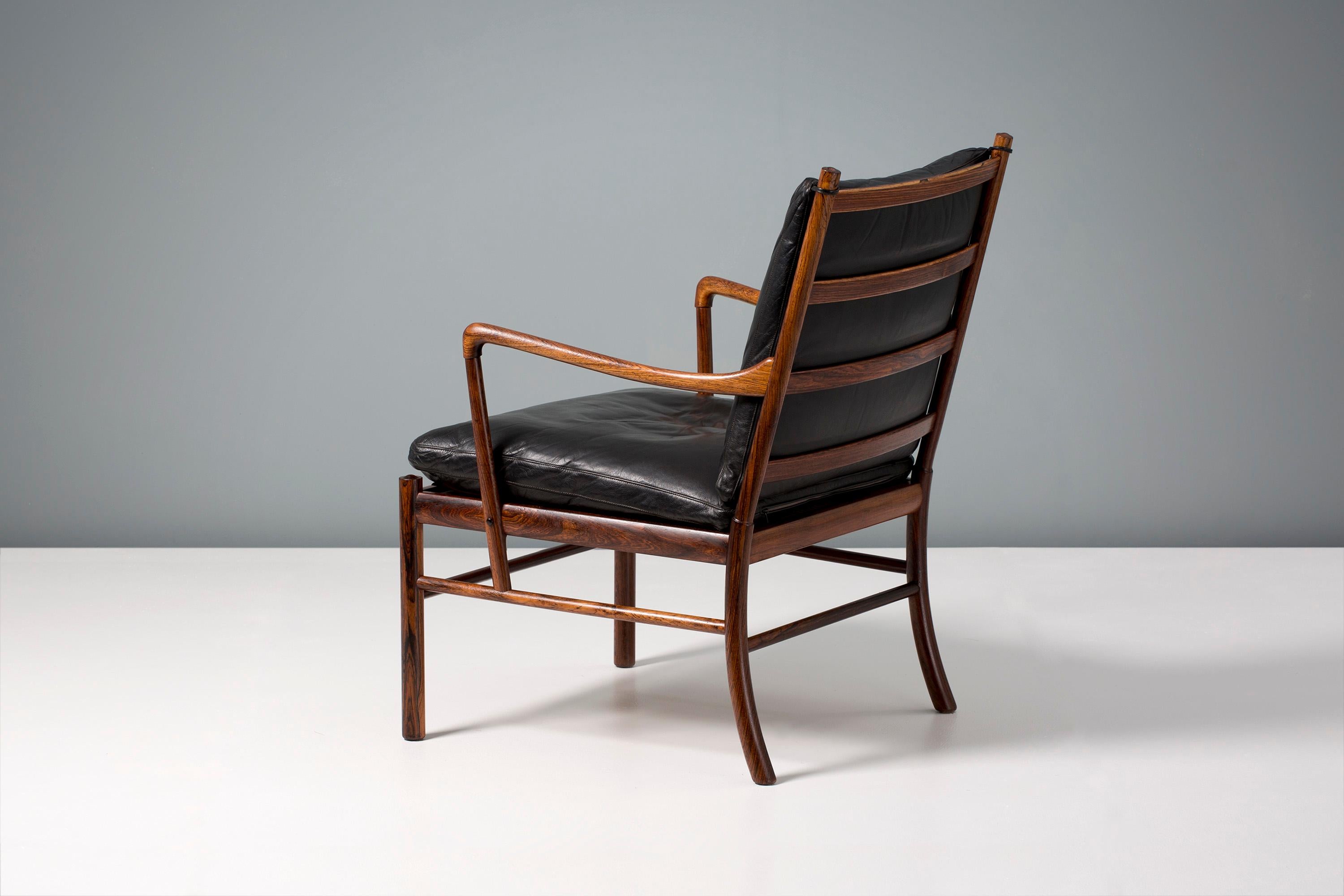 Scandinavian Modern Ole Wanscher Vintage Rosewood Colonial Chair and Ottoman, 1950s