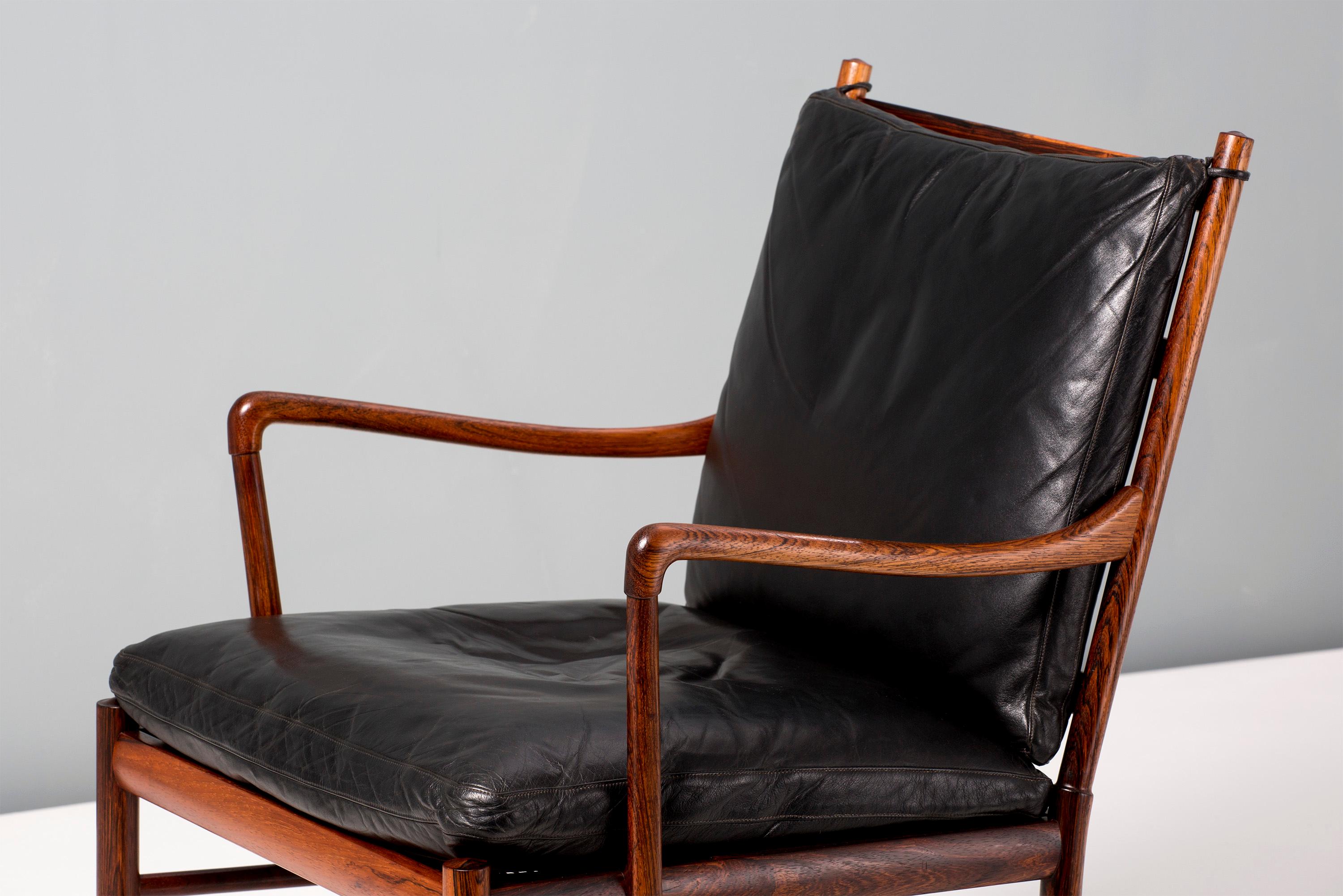 Danish Ole Wanscher Vintage Rosewood Colonial Chair and Ottoman, 1950s