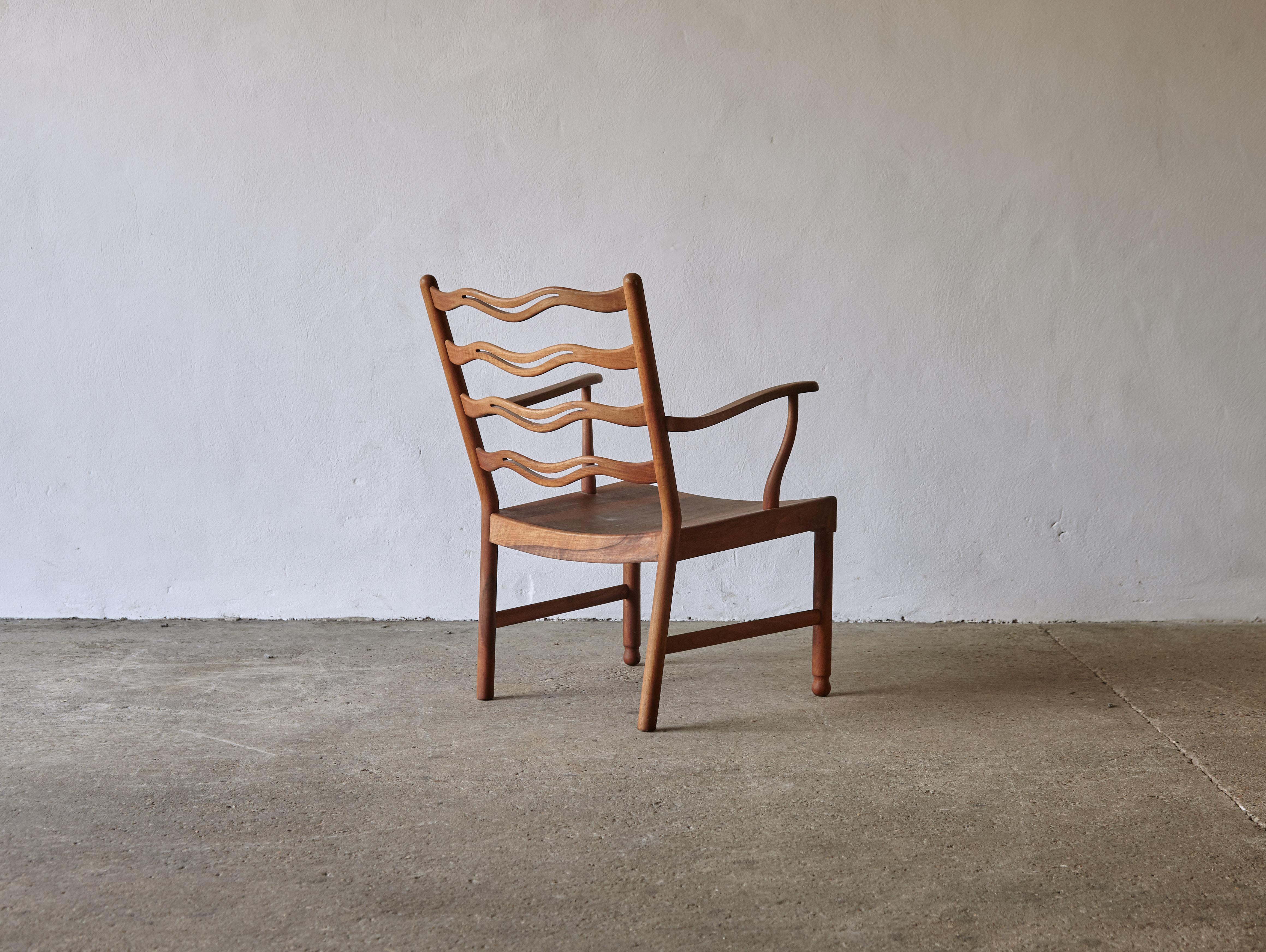 20th Century Ole Wanscher Wavy Back Chair, Denmark, 1940s