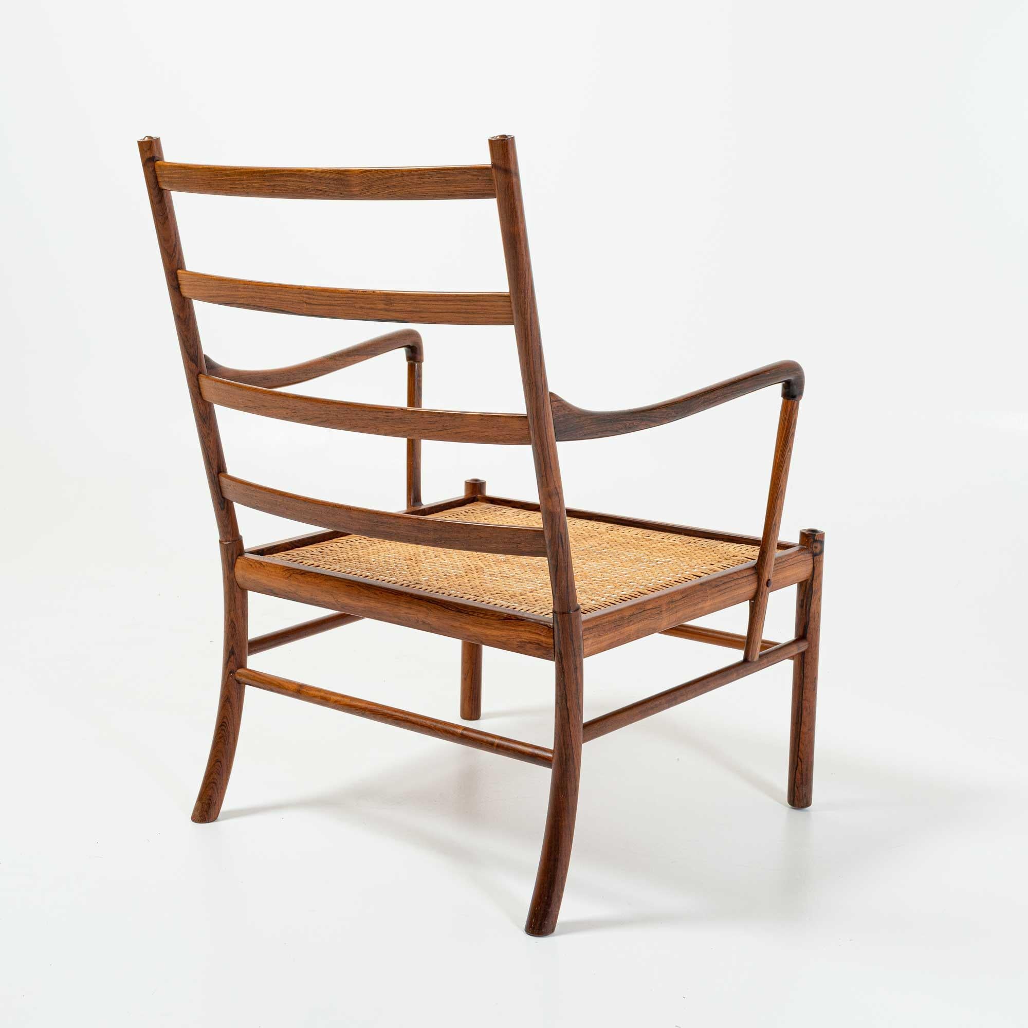 Ole Wanscher's Colonial Chair and Ottoman in Rosewood, 1950s For Sale 1