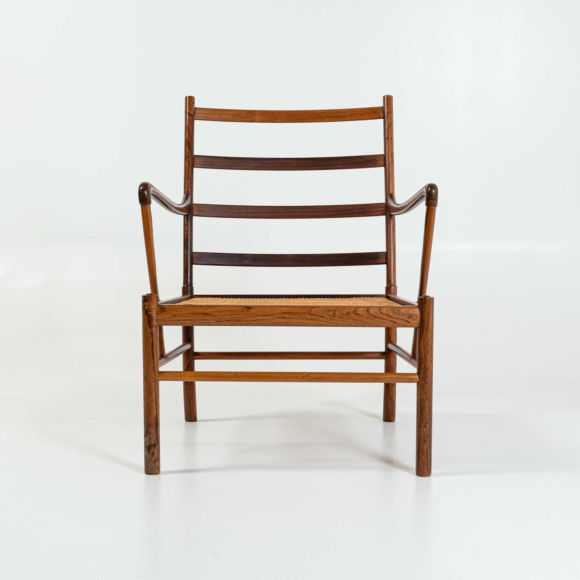 Ole Wanscher's Colonial Chair and Ottoman in Rosewood, 1950s For Sale 1