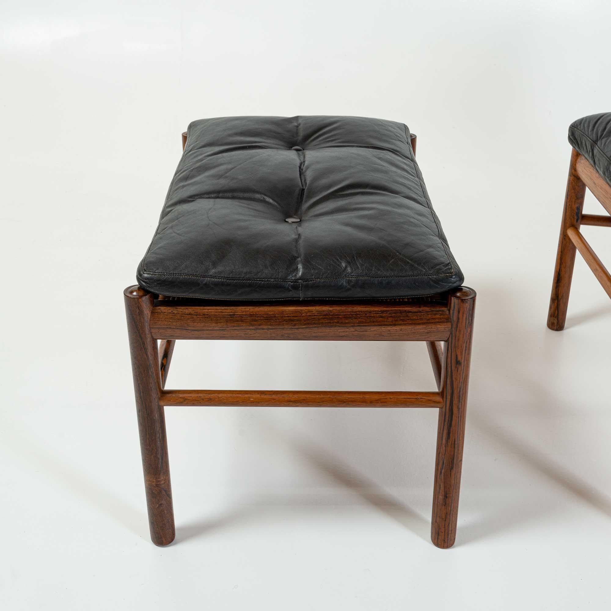 Mid-Century Modern Ole Wanscher's Colonial Chair and Ottoman in Rosewood, 1950s For Sale