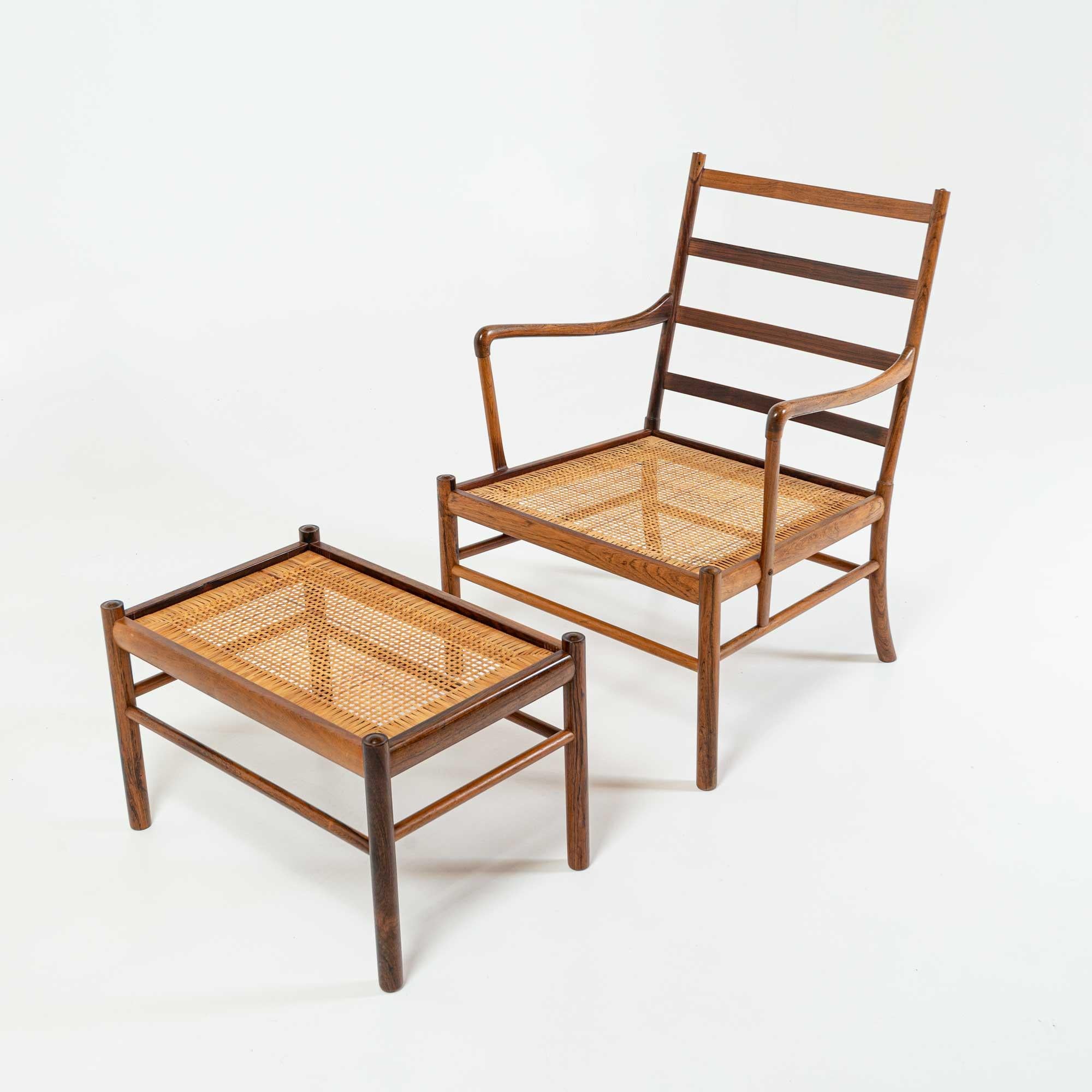 Ole Wanscher''s Colonial Chair und Ottomane aus Palisanderholz, 1950er Jahre im Angebot 1